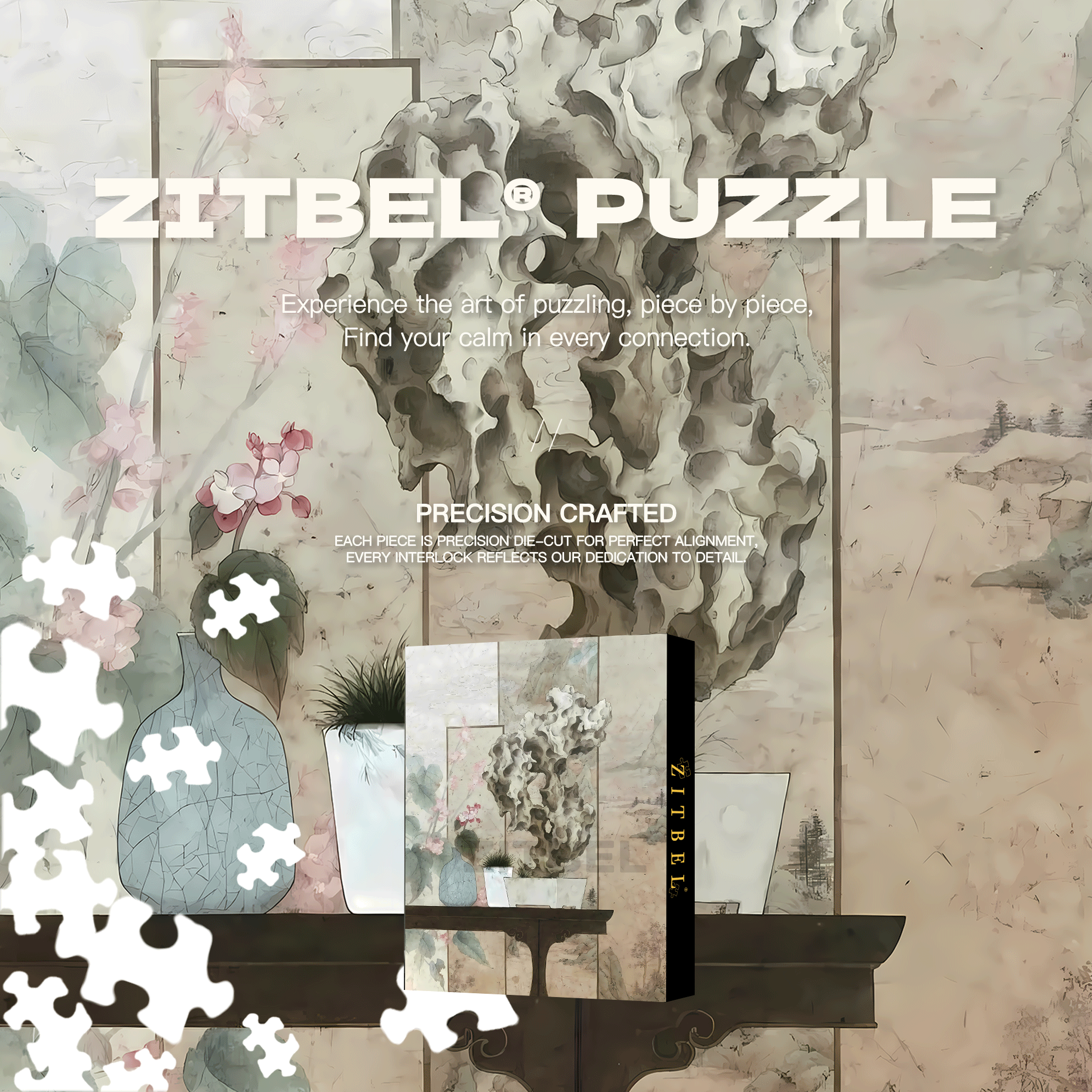 Taihu Stone 500pcs/1000pcs Jigsaw Puzzle, Scratch-Resistant, Interactive Family Game & Brain-Boosting DIY Decor, Perfect for Halloween, Christmas & New Year Gifts, Family Puzzle Game