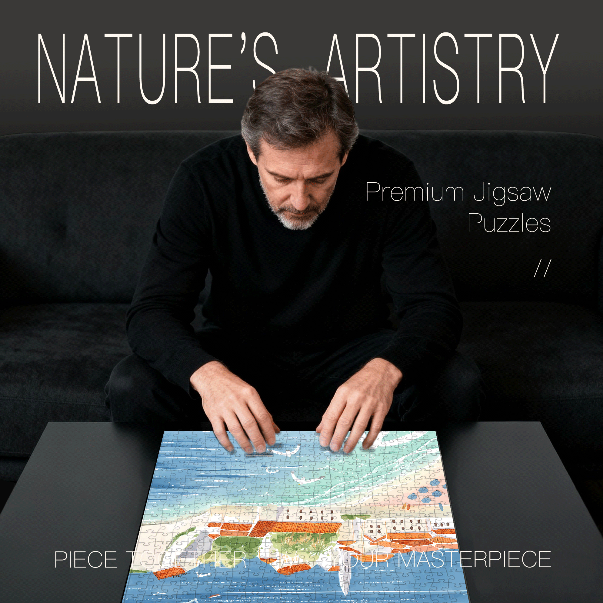 The Sea That Dreams 3 500pcs/1000pcs Jigsaw Puzzle, Scratch-Resistant, Interactive Family Game & Brain-Boosting DIY Decor, Perfect for Halloween, Christmas & New Year Gifts, Family Puzzle Game