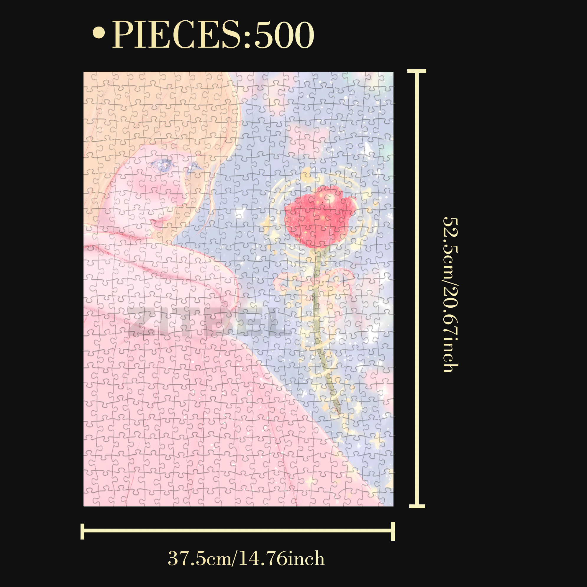 A Unique Rose 500pcs/1000pcs Jigsaw Puzzle, Scratch-Resistant, Interactive Family Game & Brain-Boosting DIY Decor, Perfect for Halloween, Christmas & New Year Gifts, Family Puzzle Game