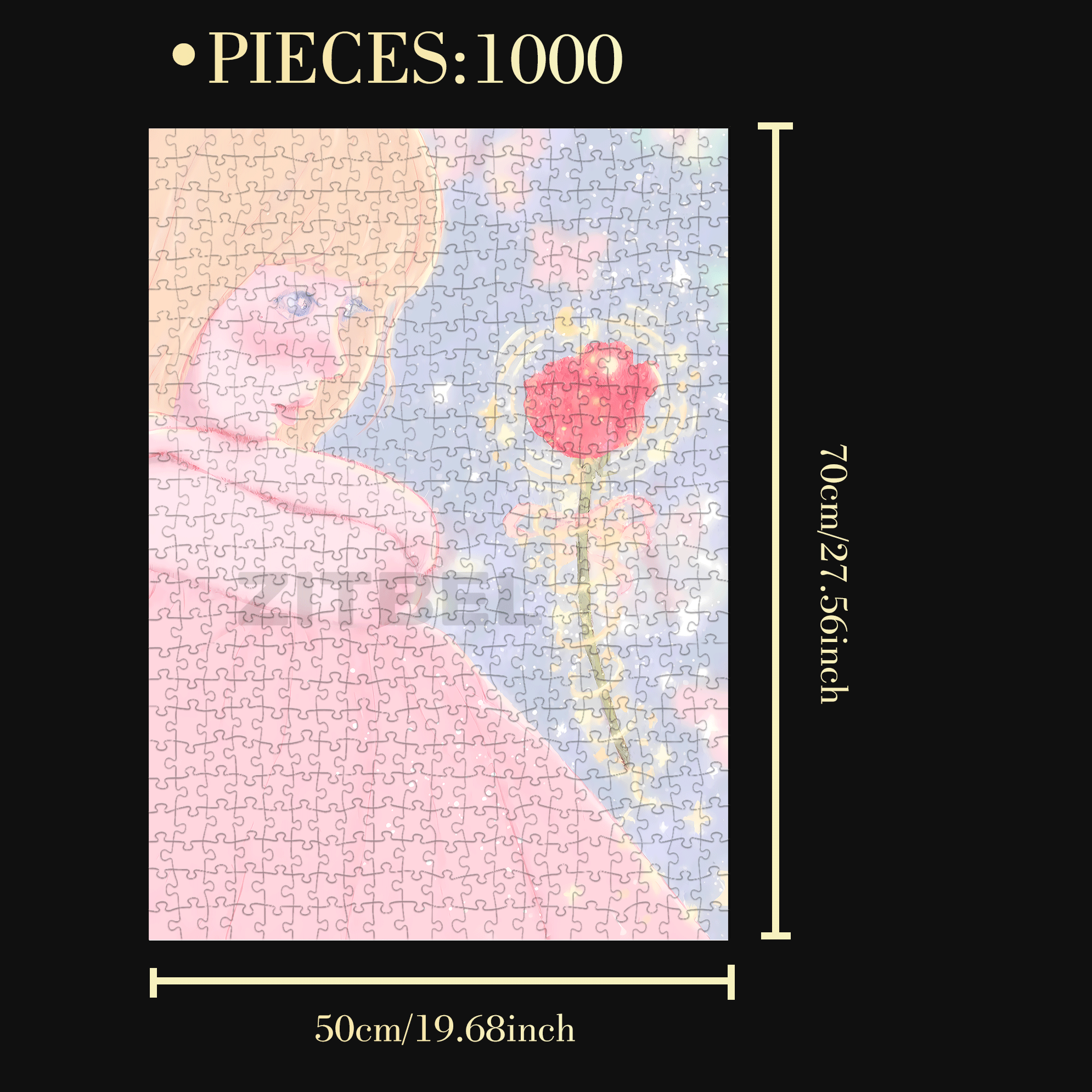 A Unique Rose 500pcs/1000pcs Jigsaw Puzzle, Scratch-Resistant, Interactive Family Game & Brain-Boosting DIY Decor, Perfect for Halloween, Christmas & New Year Gifts, Family Puzzle Game