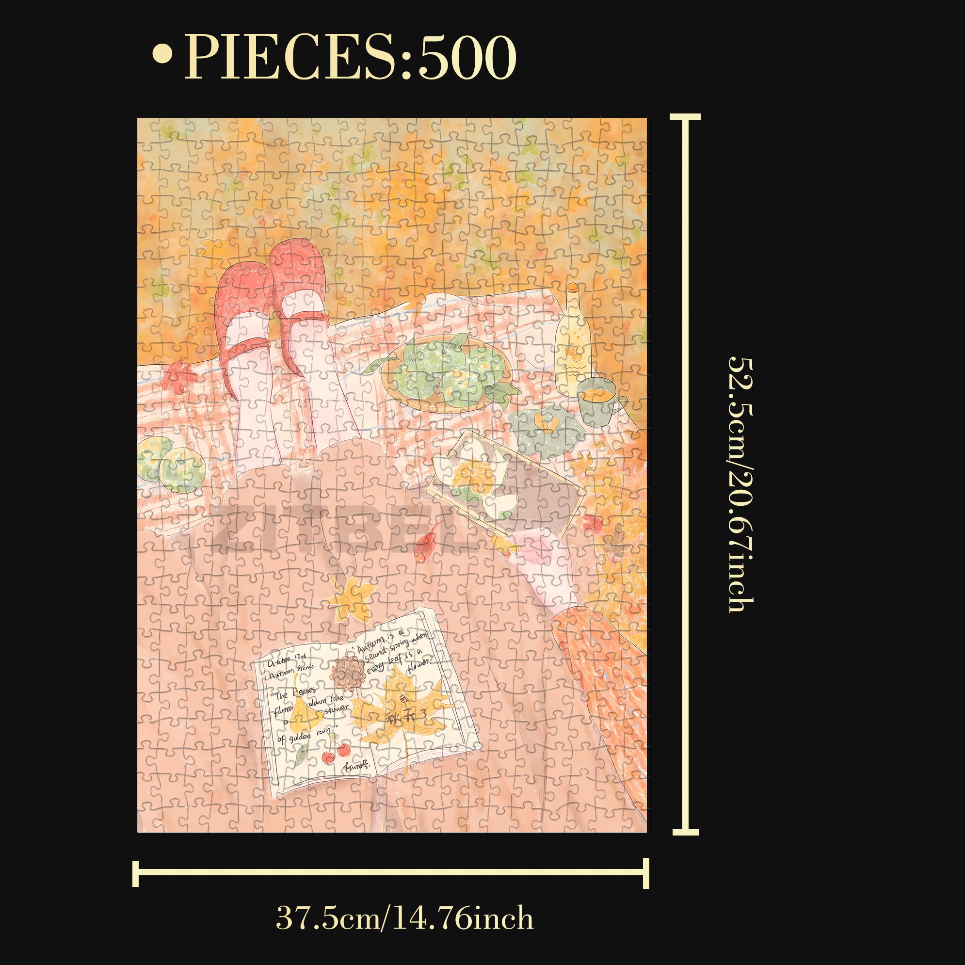 Autumn Picnic Diary 500pcs/1000pcs Jigsaw Puzzle, Scratch-Resistant, Interactive Family Game & Brain-Boosting DIY Decor, Perfect for Halloween, Christmas & New Year Gifts, Family Puzzle Game