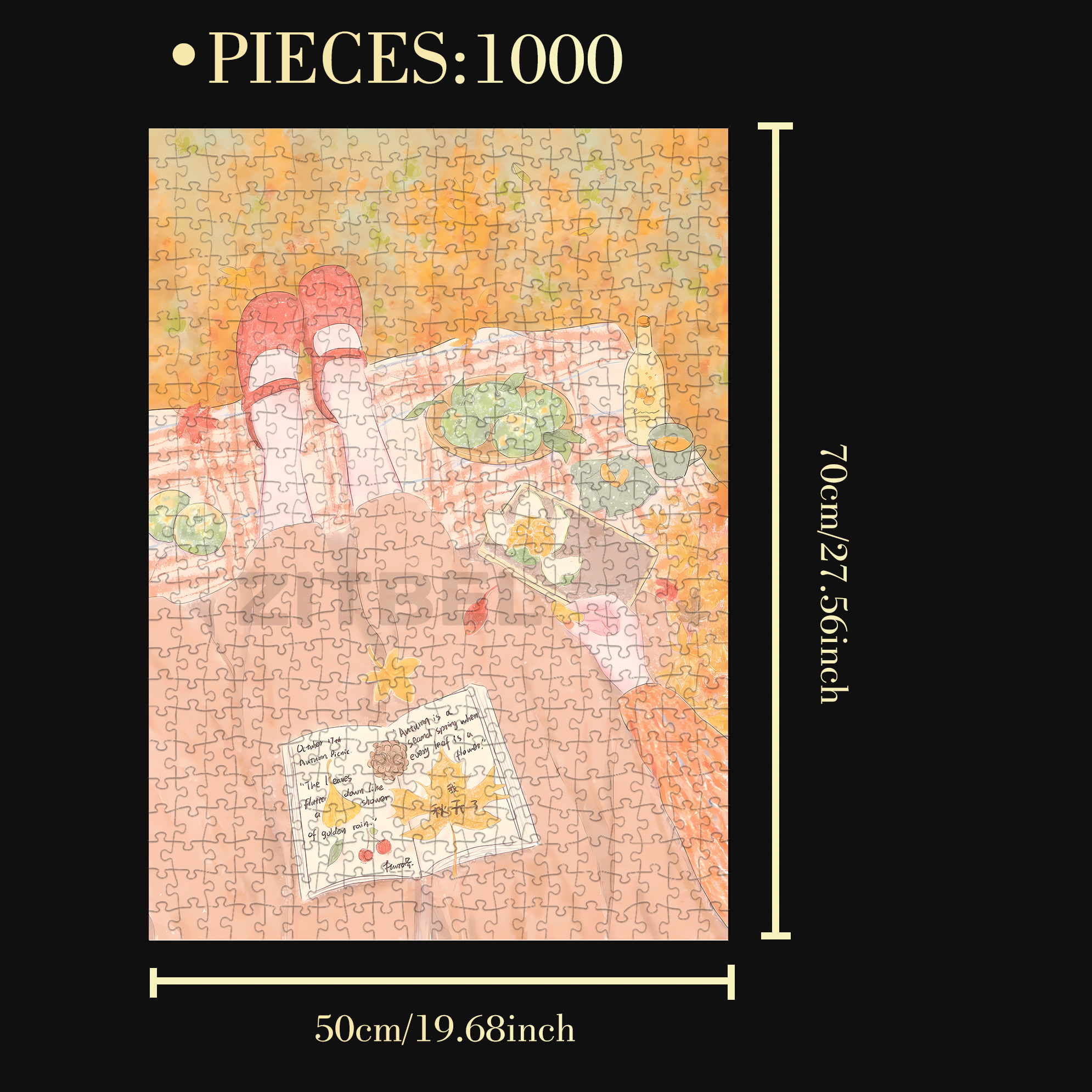 Autumn Picnic Diary 500pcs/1000pcs Jigsaw Puzzle, Scratch-Resistant, Interactive Family Game & Brain-Boosting DIY Decor, Perfect for Halloween, Christmas & New Year Gifts, Family Puzzle Game