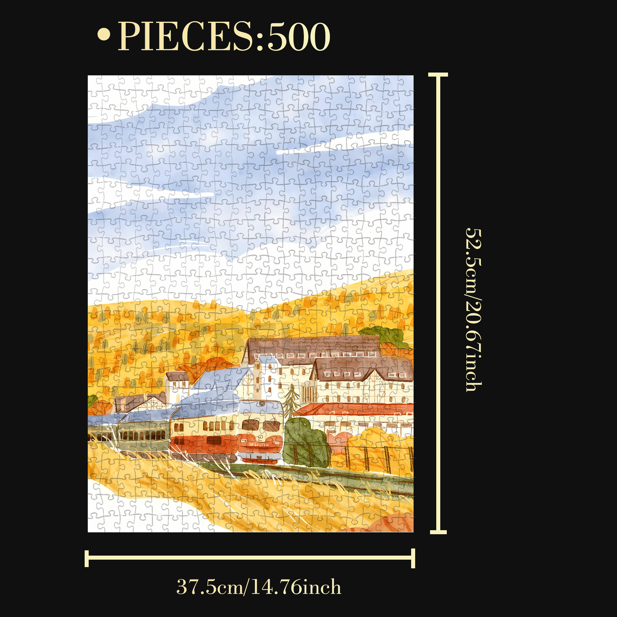 Autumn Train 500pcs/1000pcs Jigsaw Puzzle, Scratch-Resistant, Interactive Family Game & Brain-Boosting DIY Decor, Perfect for Halloween, Christmas & New Year Gifts, Family Puzzle Game