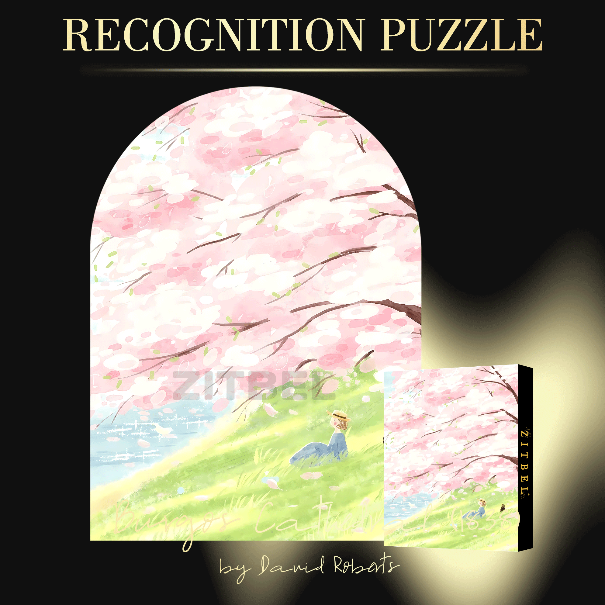 Cherry Blossom Scent 500pcs/1000pcs Jigsaw Puzzle, Scratch-Resistant, Interactive Family Game & Brain-Boosting DIY Decor, Perfect for Halloween, Christmas & New Year Gifts, Family Puzzle Game