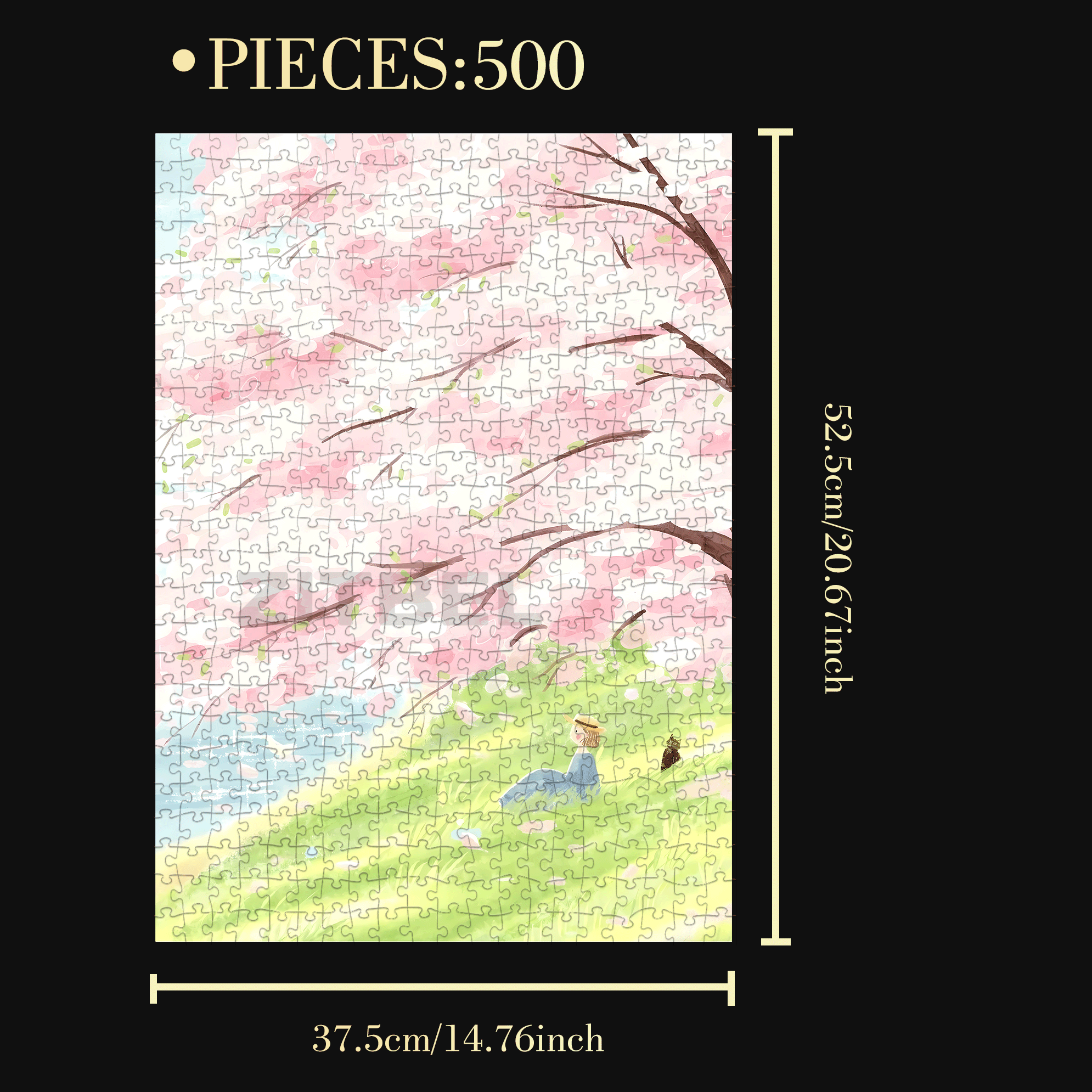 Cherry Blossom Scent 500pcs/1000pcs Jigsaw Puzzle, Scratch-Resistant, Interactive Family Game & Brain-Boosting DIY Decor, Perfect for Halloween, Christmas & New Year Gifts, Family Puzzle Game
