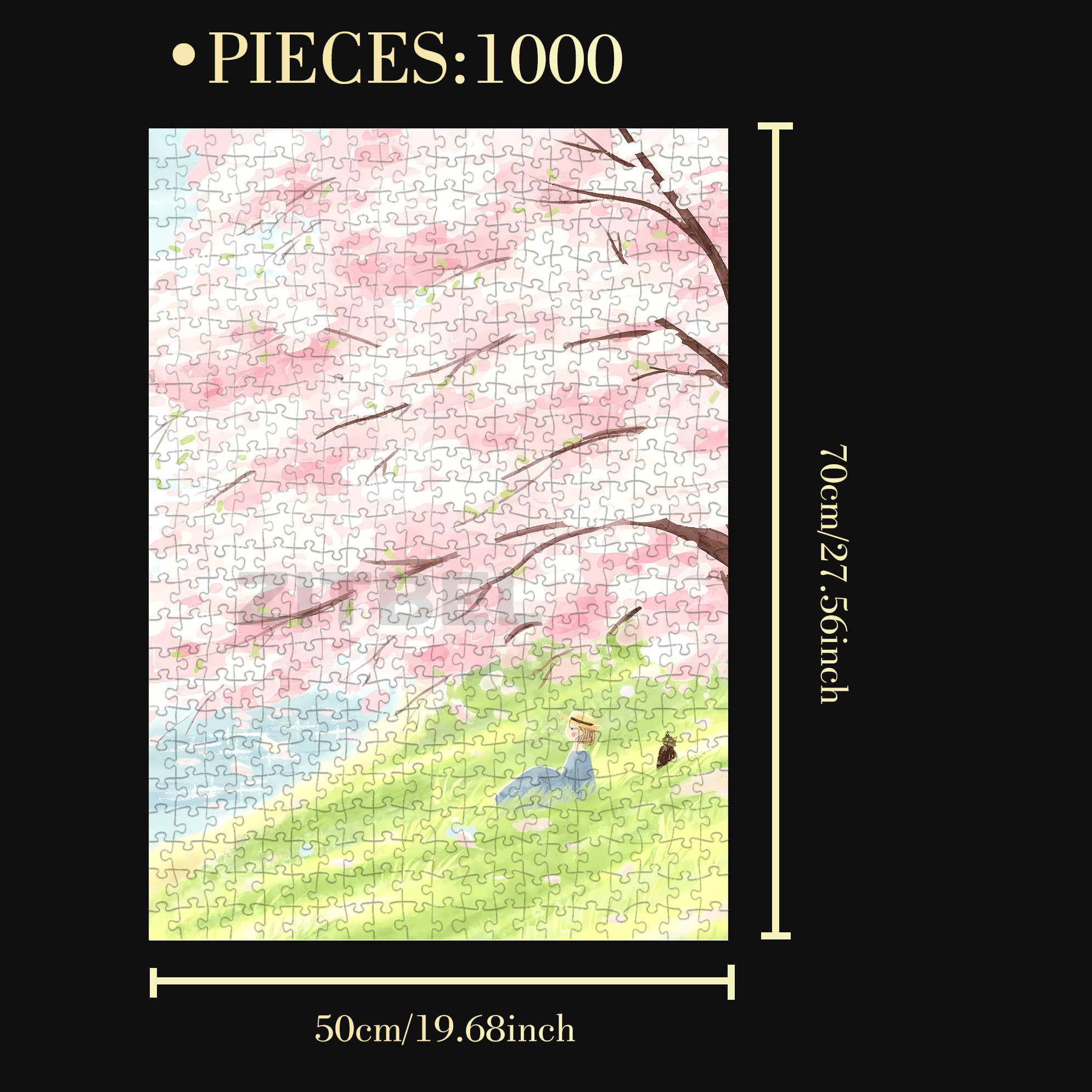 Cherry Blossom Scent 500pcs/1000pcs Jigsaw Puzzle, Scratch-Resistant, Interactive Family Game & Brain-Boosting DIY Decor, Perfect for Halloween, Christmas & New Year Gifts, Family Puzzle Game