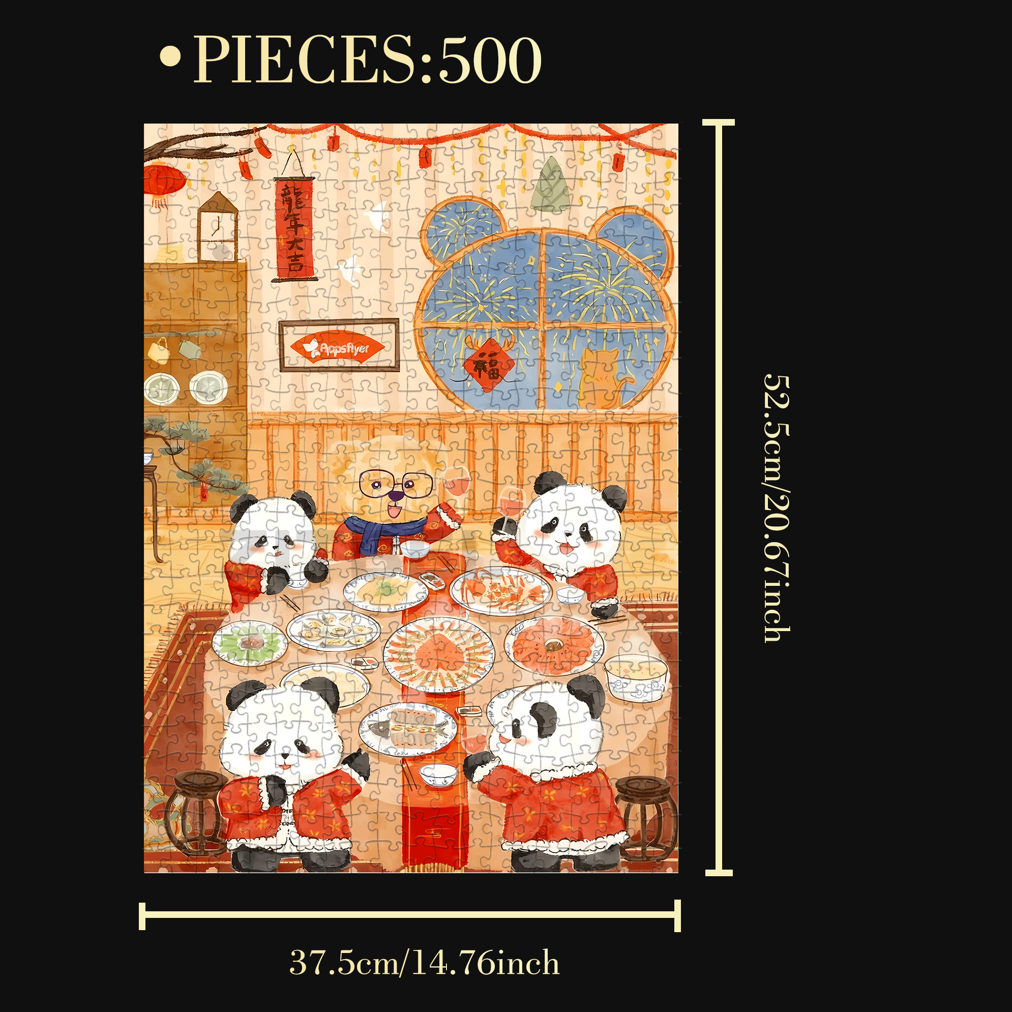 Chinese New Year 5 500pcs/1000pcs Jigsaw Puzzle, Scratch-Resistant, Interactive Family Game & Brain-Boosting DIY Decor, Perfect for Halloween, Christmas & New Year Gifts, Family Puzzle Game