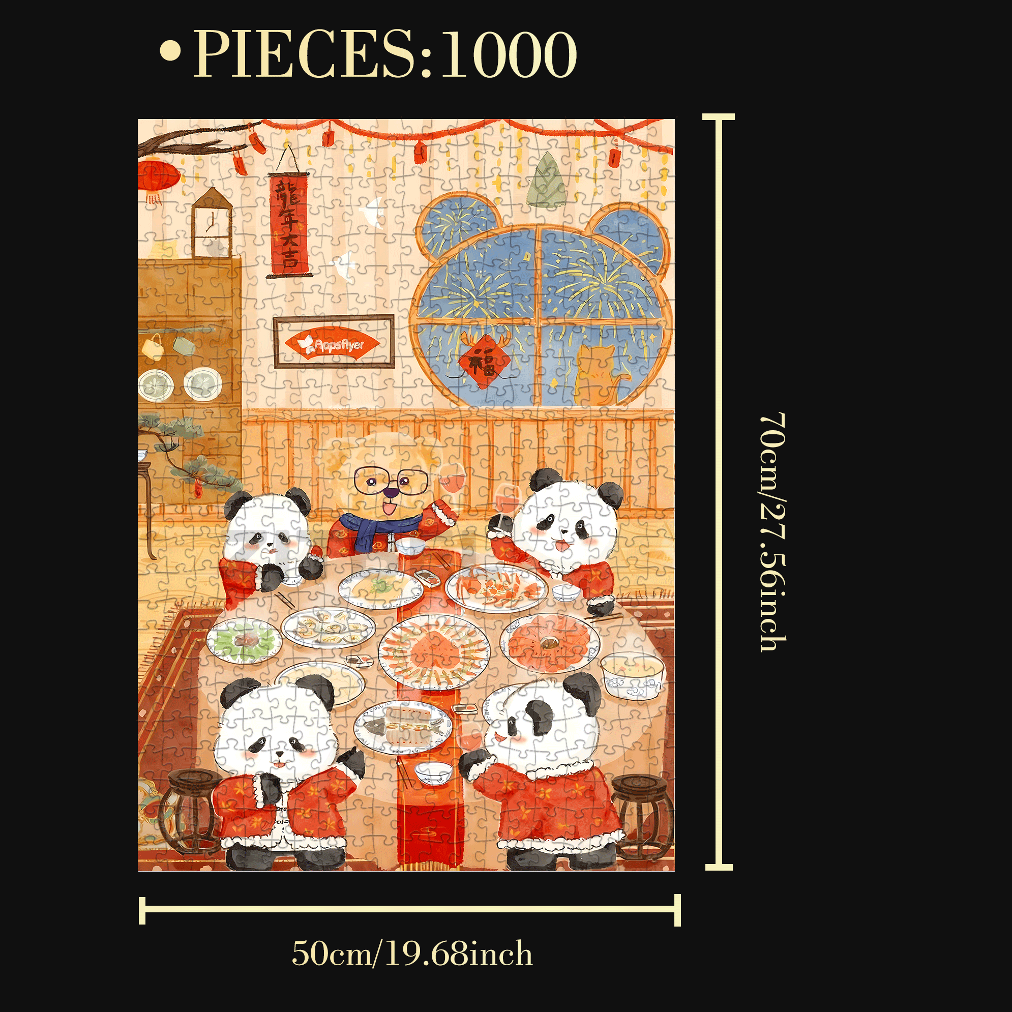 Chinese New Year 5 500pcs/1000pcs Jigsaw Puzzle, Scratch-Resistant, Interactive Family Game & Brain-Boosting DIY Decor, Perfect for Halloween, Christmas & New Year Gifts, Family Puzzle Game
