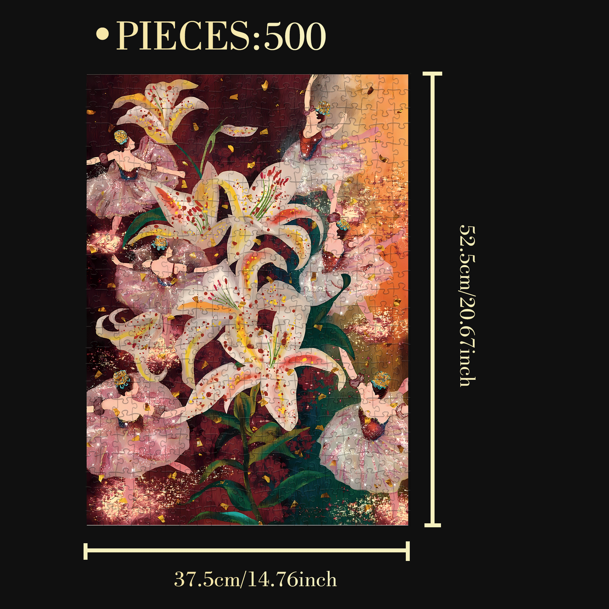 Dance Among The Flowers 500pcs/1000pcs Jigsaw Puzzle, Scratch-Resistant, Interactive Family Game & Brain-Boosting DIY Decor, Perfect for Halloween, Christmas & New Year Gifts, Family Puzzle Game
