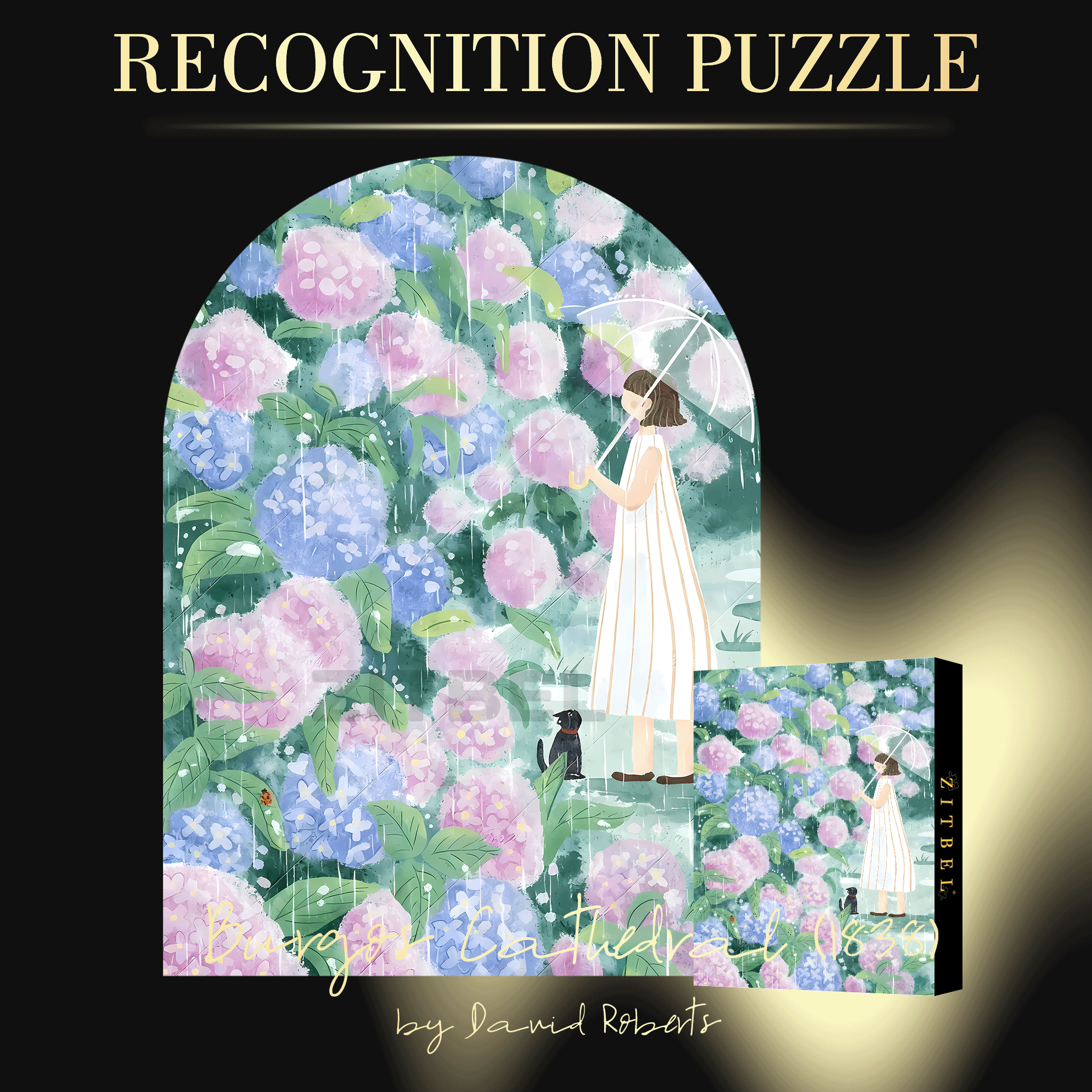 Enjoying Flowers In The Rain 500pcs/1000pcs Jigsaw Puzzle, Scratch-Resistant, Interactive Family Game & Brain-Boosting DIY Decor, Perfect for Halloween, Christmas & New Year Gifts, Family Puzzle Game
