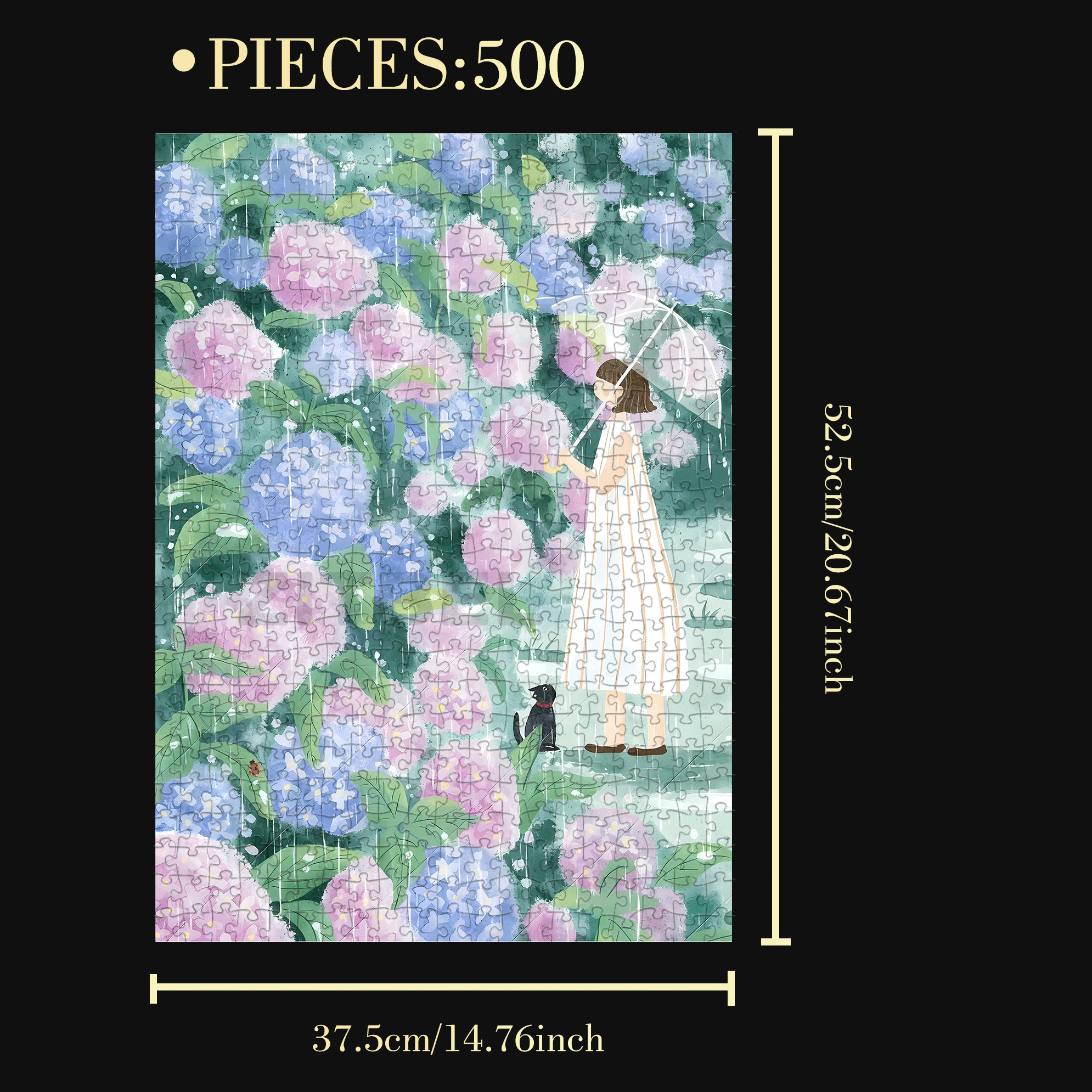 Enjoying Flowers In The Rain 500pcs/1000pcs Jigsaw Puzzle, Scratch-Resistant, Interactive Family Game & Brain-Boosting DIY Decor, Perfect for Halloween, Christmas & New Year Gifts, Family Puzzle Game
