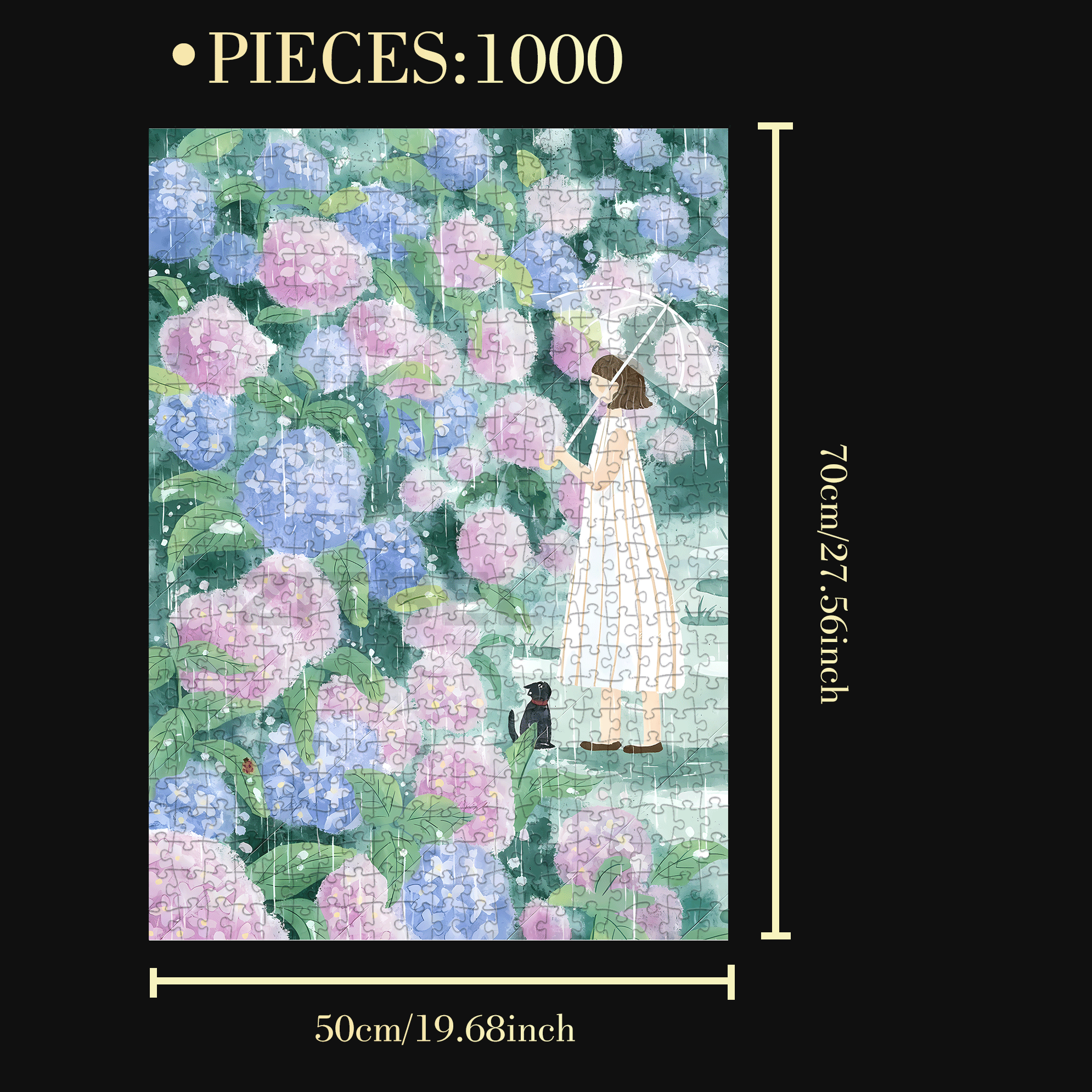 Enjoying Flowers In The Rain 500pcs/1000pcs Jigsaw Puzzle, Scratch-Resistant, Interactive Family Game & Brain-Boosting DIY Decor, Perfect for Halloween, Christmas & New Year Gifts, Family Puzzle Game
