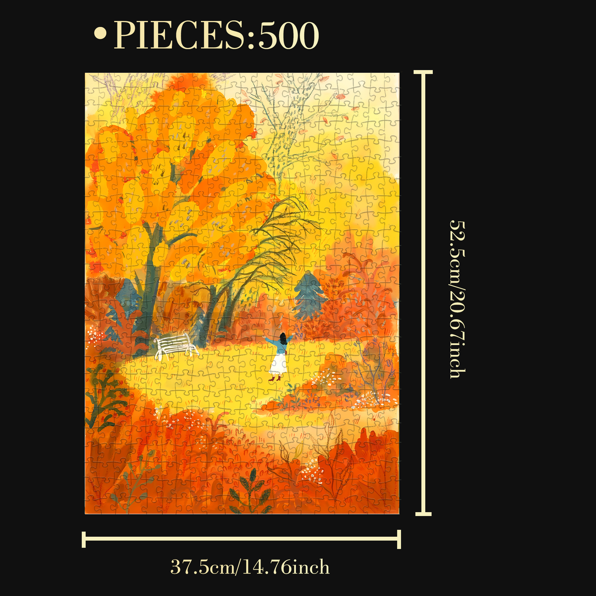 Fallen Leaves And Embrace 500pcs/1000pcs Jigsaw Puzzle, Scratch-Resistant, Interactive Family Game & Brain-Boosting DIY Decor, Perfect for Halloween, Christmas & New Year Gifts, Family Puzzle Game