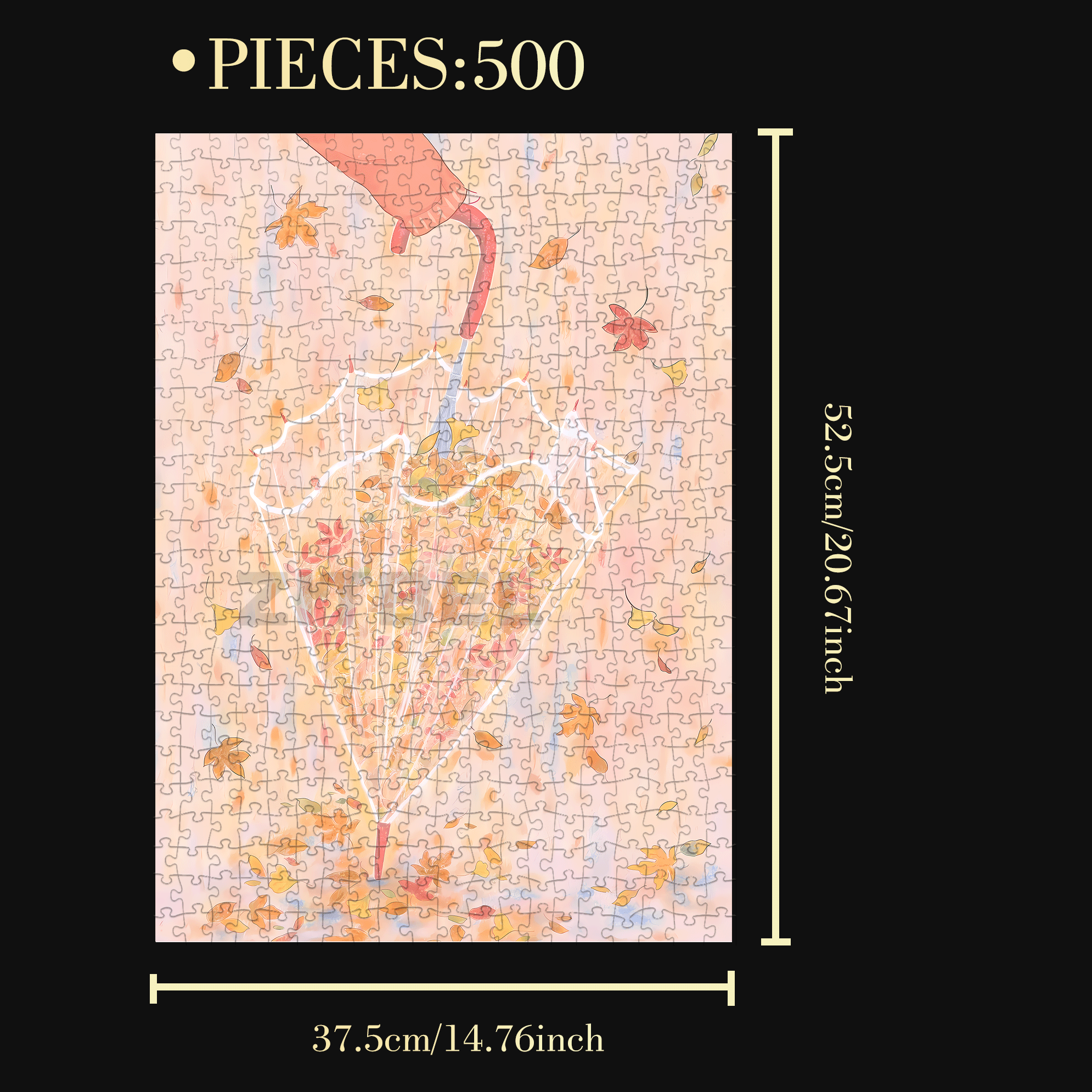 Golden Fallen Leaves 500pcs/1000pcs Jigsaw Puzzle, Scratch-Resistant, Interactive Family Game & Brain-Boosting DIY Decor, Perfect for Halloween, Christmas & New Year Gifts, Family Puzzle Game