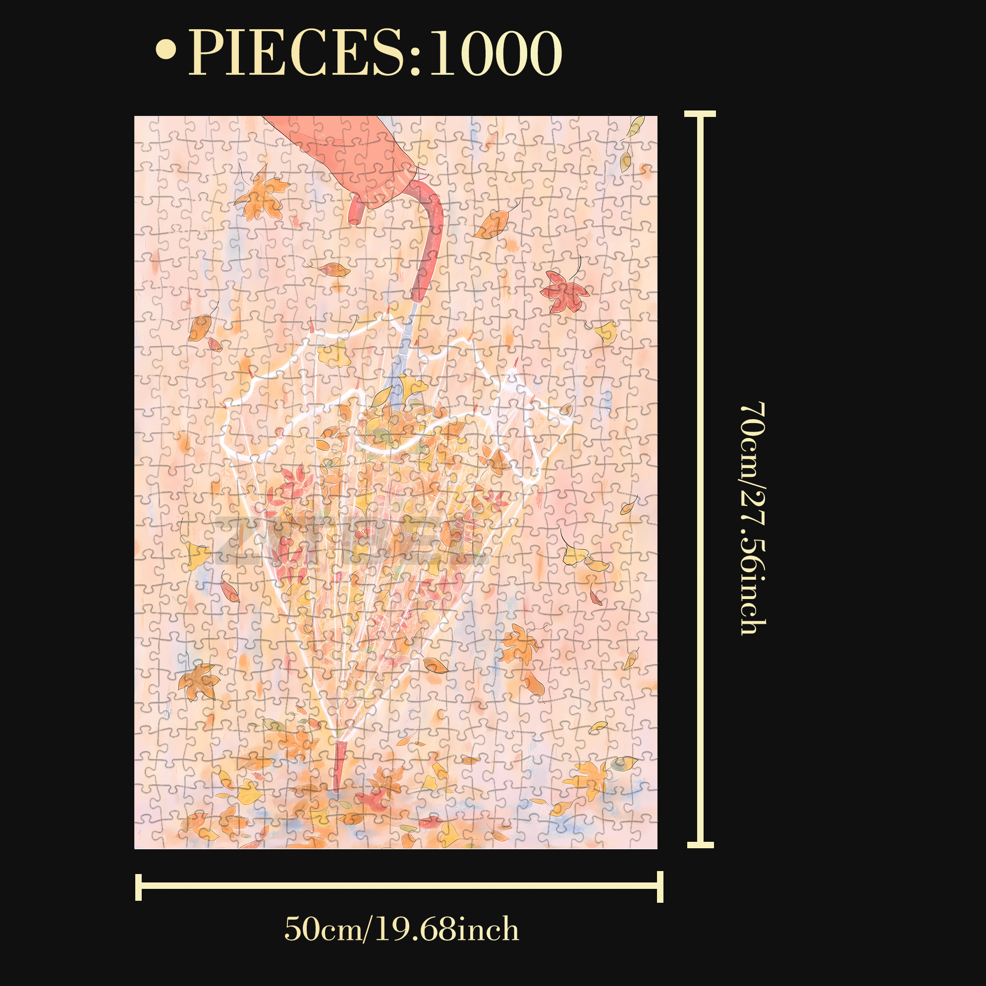Golden Fallen Leaves 500pcs/1000pcs Jigsaw Puzzle, Scratch-Resistant, Interactive Family Game & Brain-Boosting DIY Decor, Perfect for Halloween, Christmas & New Year Gifts, Family Puzzle Game