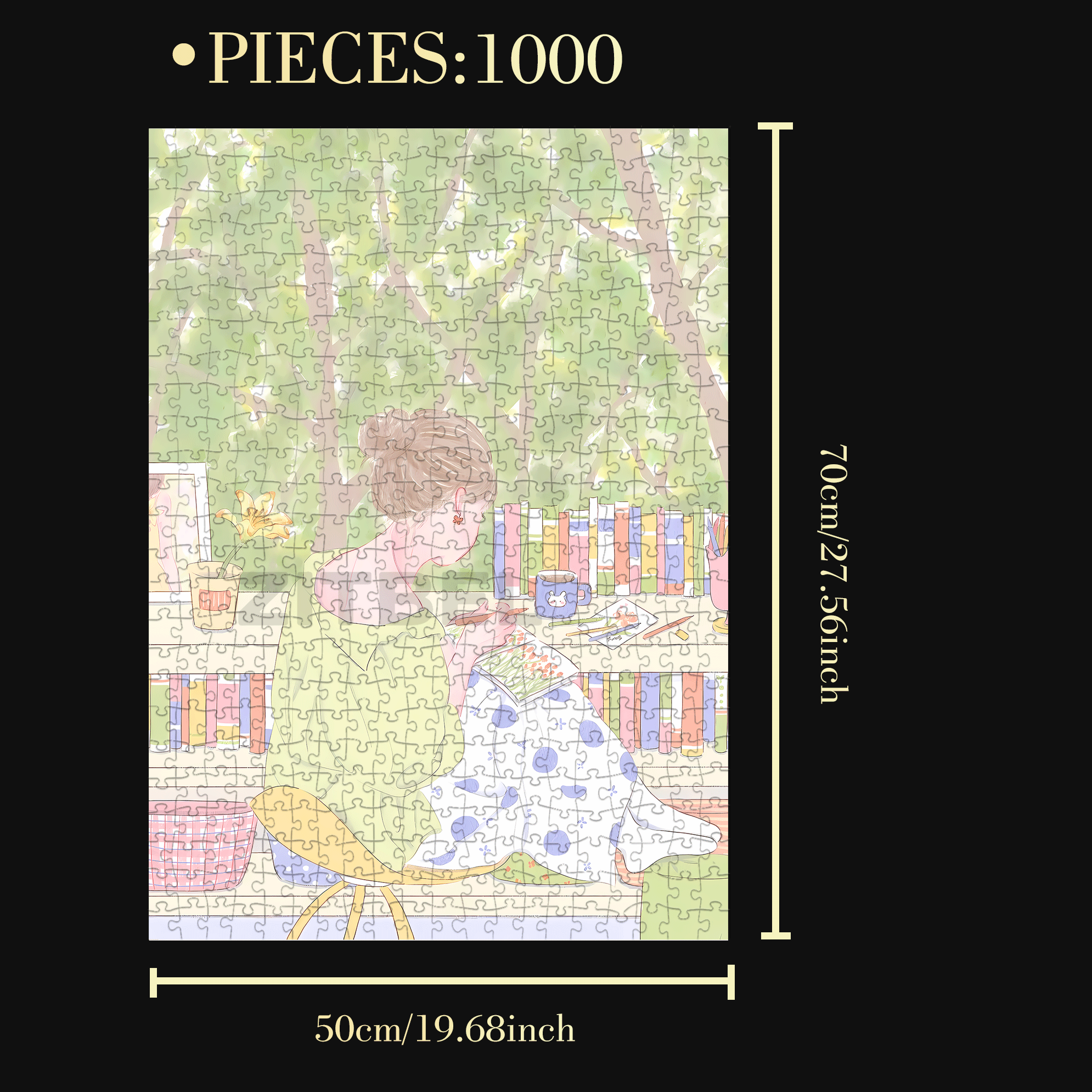 Green Mood 500pcs/1000pcs Jigsaw Puzzle, Scratch-Resistant, Interactive Family Game & Brain-Boosting DIY Decor, Perfect for Halloween, Christmas & New Year Gifts, Family Puzzle Game