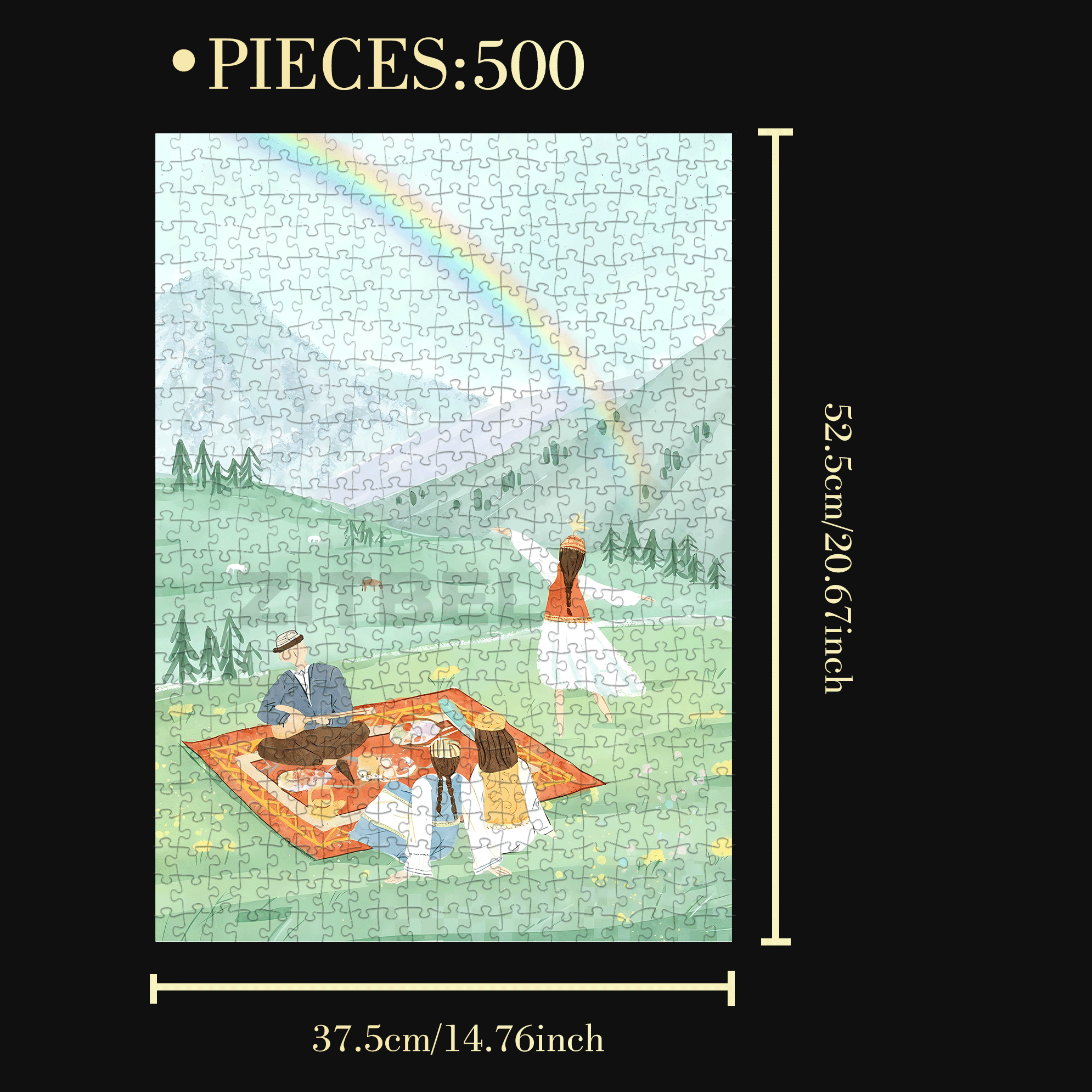 Life in Xinjiang 500pcs/1000pcs Jigsaw Puzzle, Scratch-Resistant, Interactive Family Game & Brain-Boosting DIY Decor, Perfect for Halloween, Christmas & New Year Gifts, Family Puzzle Game