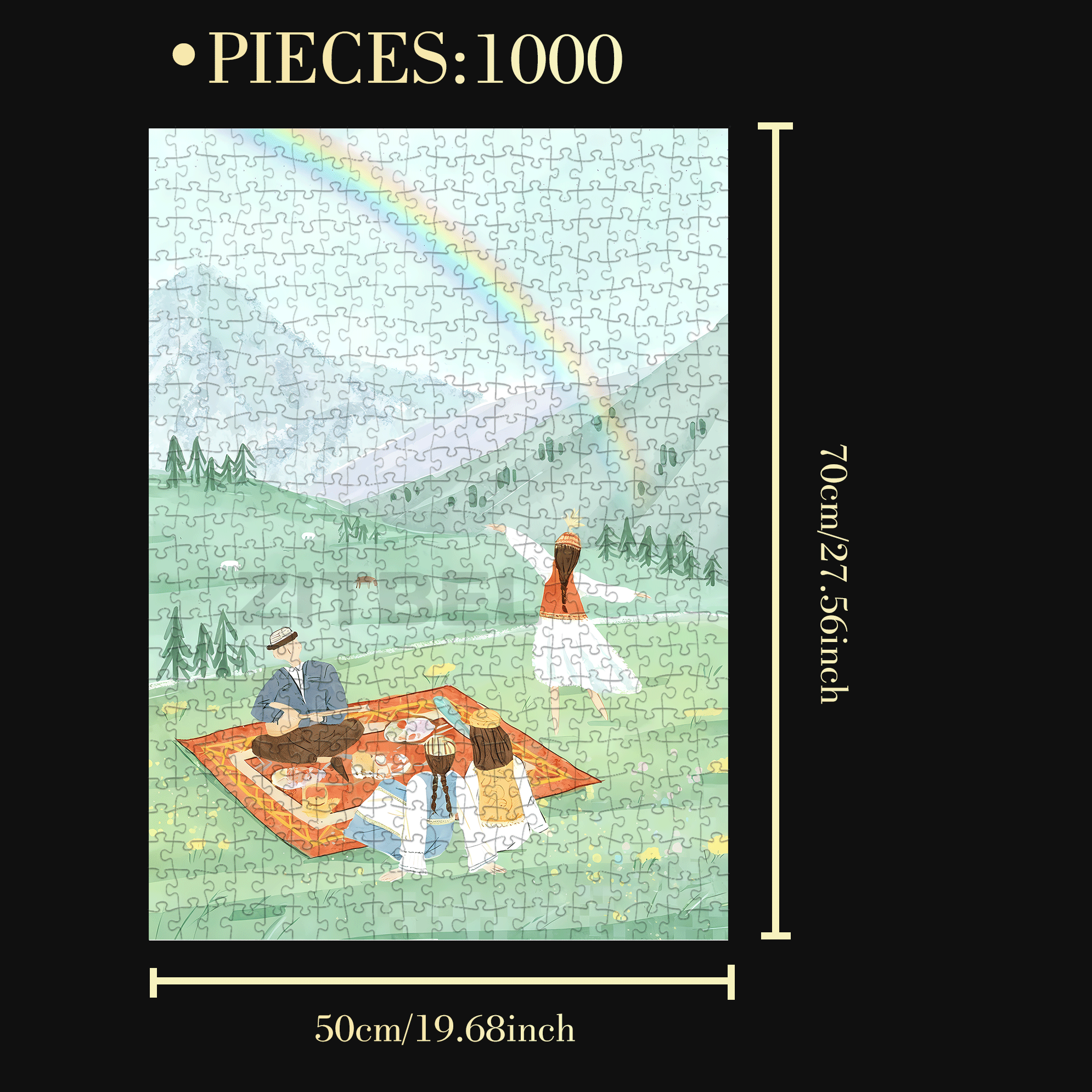 Life in Xinjiang 500pcs/1000pcs Jigsaw Puzzle, Scratch-Resistant, Interactive Family Game & Brain-Boosting DIY Decor, Perfect for Halloween, Christmas & New Year Gifts, Family Puzzle Game
