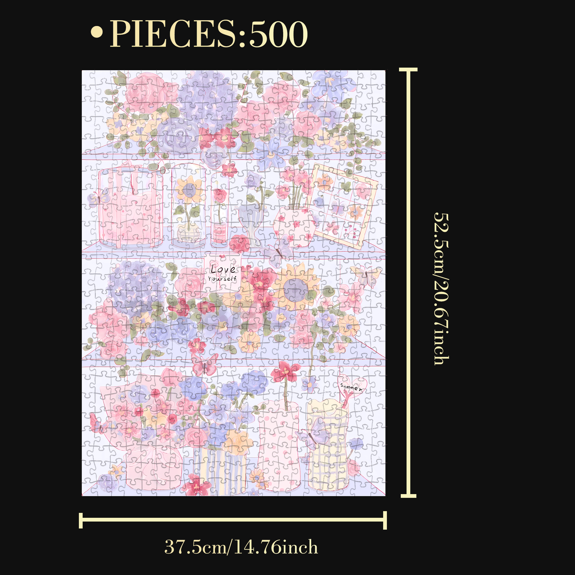 Love Yourself 500pcs/1000pcs Jigsaw Puzzle, Scratch-Resistant, Interactive Family Game & Brain-Boosting DIY Decor, Perfect for Halloween, Christmas & New Year Gifts, Family Puzzle Game