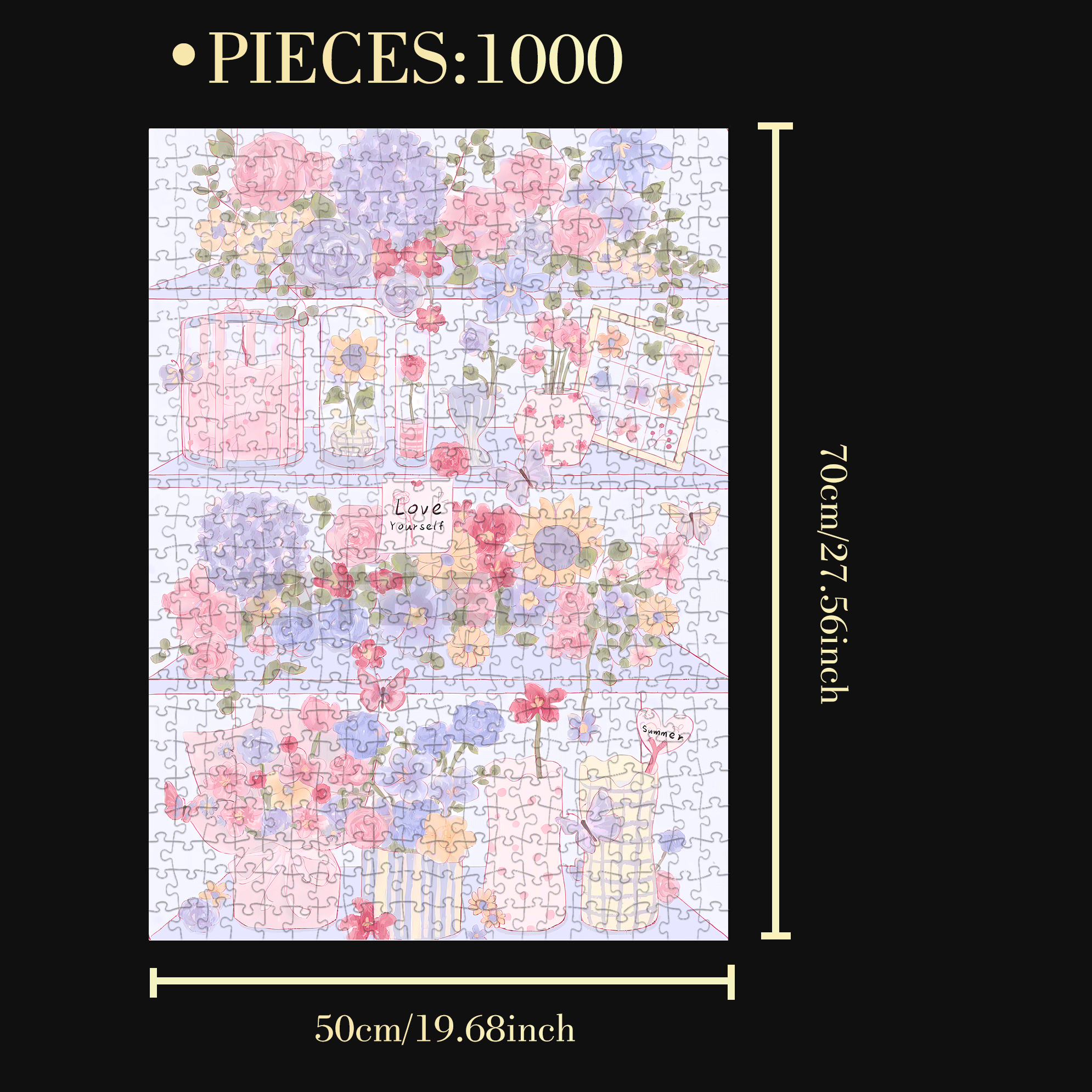 Love Yourself 500pcs/1000pcs Jigsaw Puzzle, Scratch-Resistant, Interactive Family Game & Brain-Boosting DIY Decor, Perfect for Halloween, Christmas & New Year Gifts, Family Puzzle Game