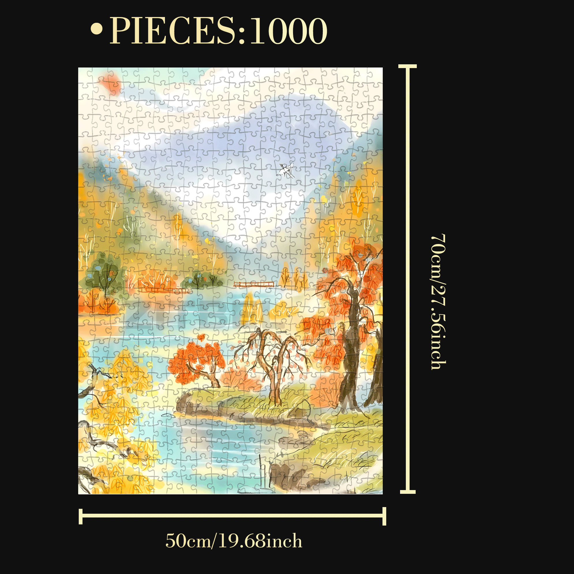 Opening Autumn 500pcs/1000pcs Jigsaw Puzzle, Scratch-Resistant, Interactive Family Game & Brain-Boosting DIY Decor, Perfect for Halloween, Christmas & New Year Gifts, Family Puzzle Game