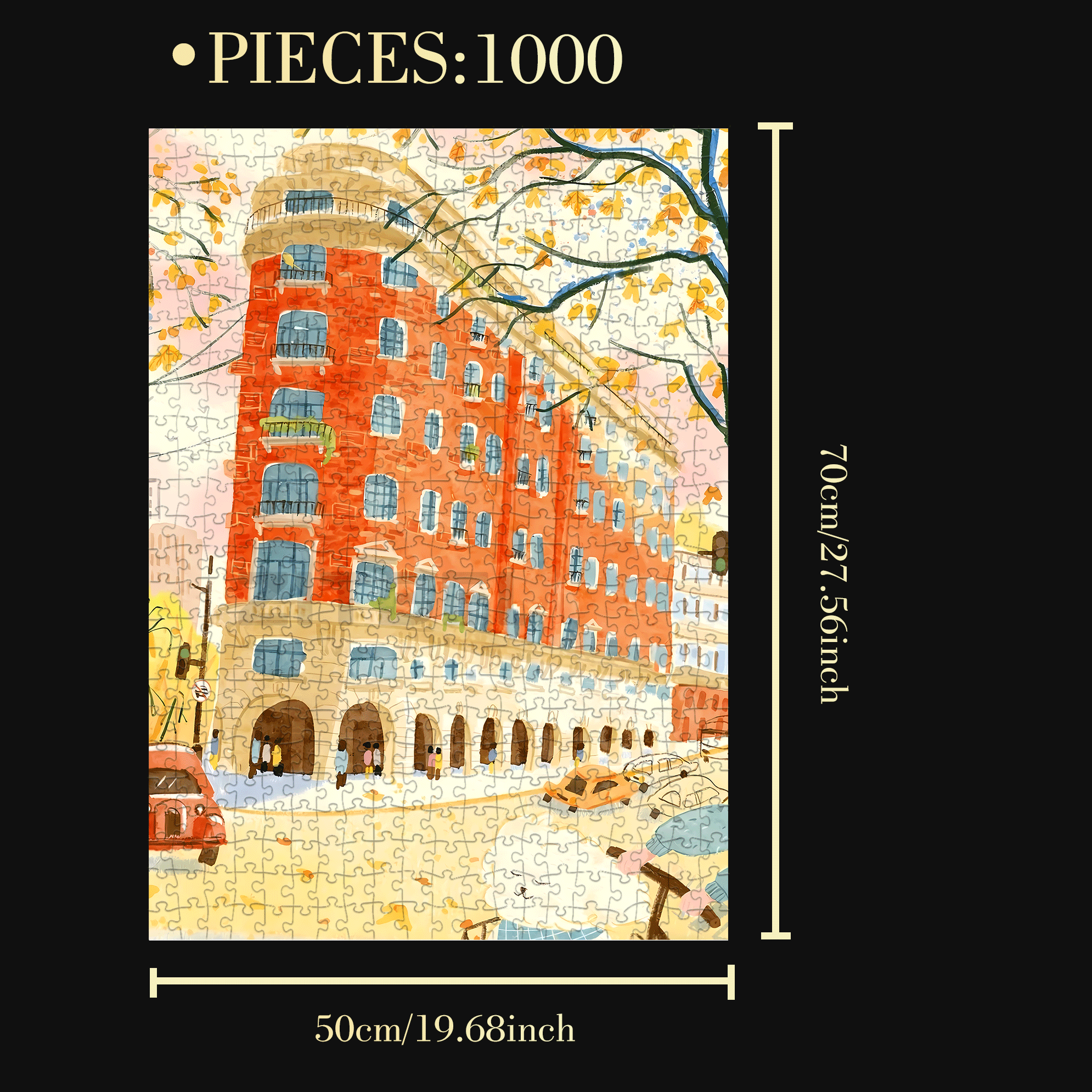 Shanghai In Autumn 500pcs/1000pcs Jigsaw Puzzle, Scratch-Resistant, Interactive Family Game & Brain-Boosting DIY Decor, Perfect for Halloween, Christmas & New Year Gifts, Family Puzzle Game
