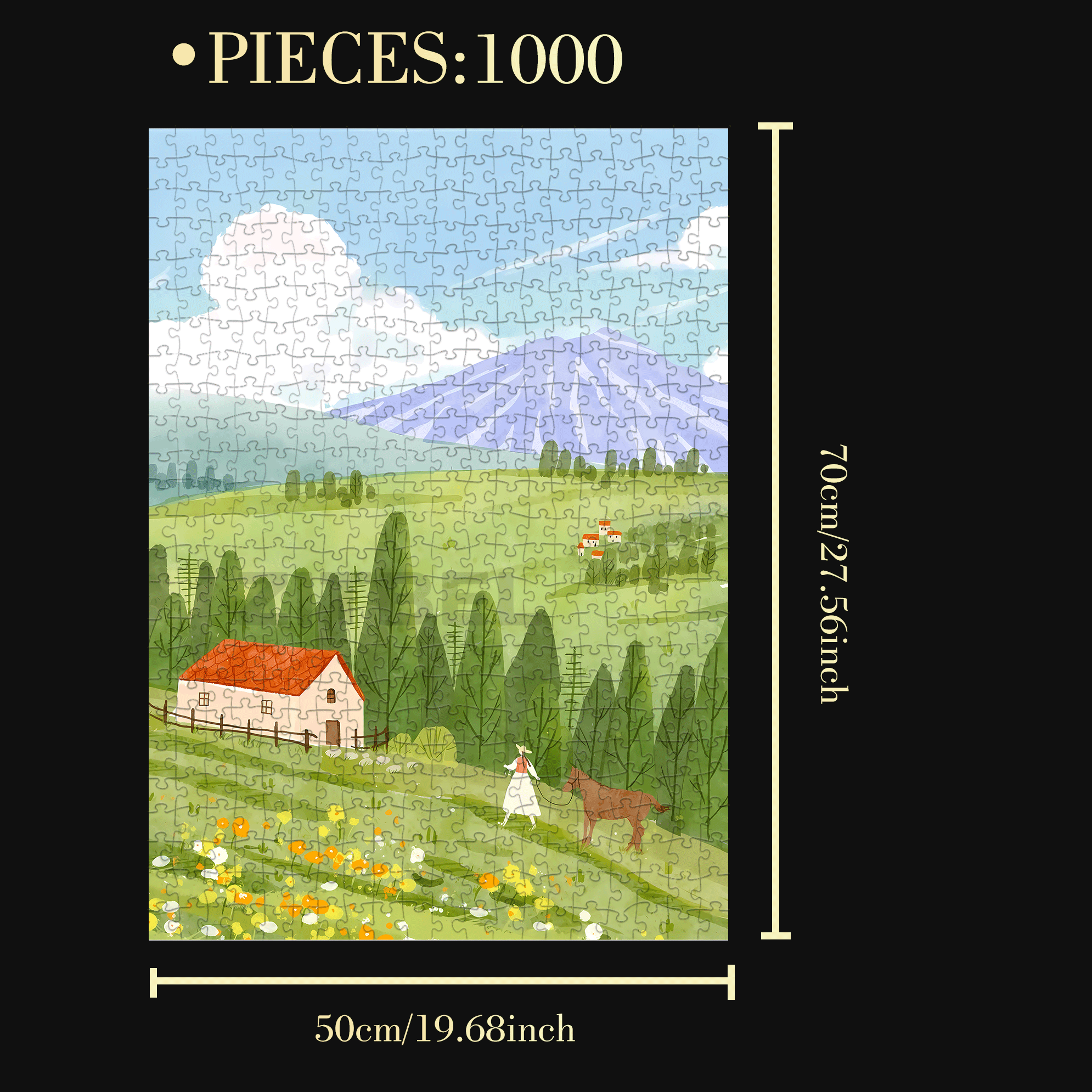 Sunshine and Freedom 500pcs/1000pcs Jigsaw Puzzle, Scratch-Resistant, Interactive Family Game & Brain-Boosting DIY Decor, Perfect for Halloween, Christmas & New Year Gifts, Family Puzzle Game