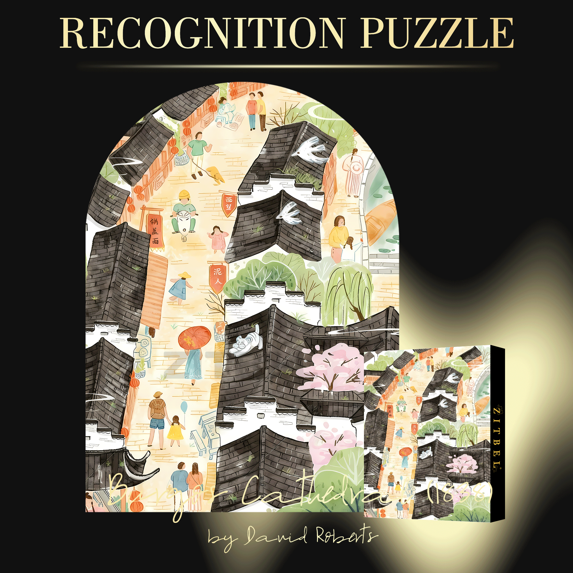 Suzhou 2 500pcs/1000pcs Jigsaw Puzzle, Scratch-Resistant, Interactive Family Game & Brain-Boosting DIY Decor, Perfect for Halloween, Christmas & New Year Gifts, Family Puzzle Game