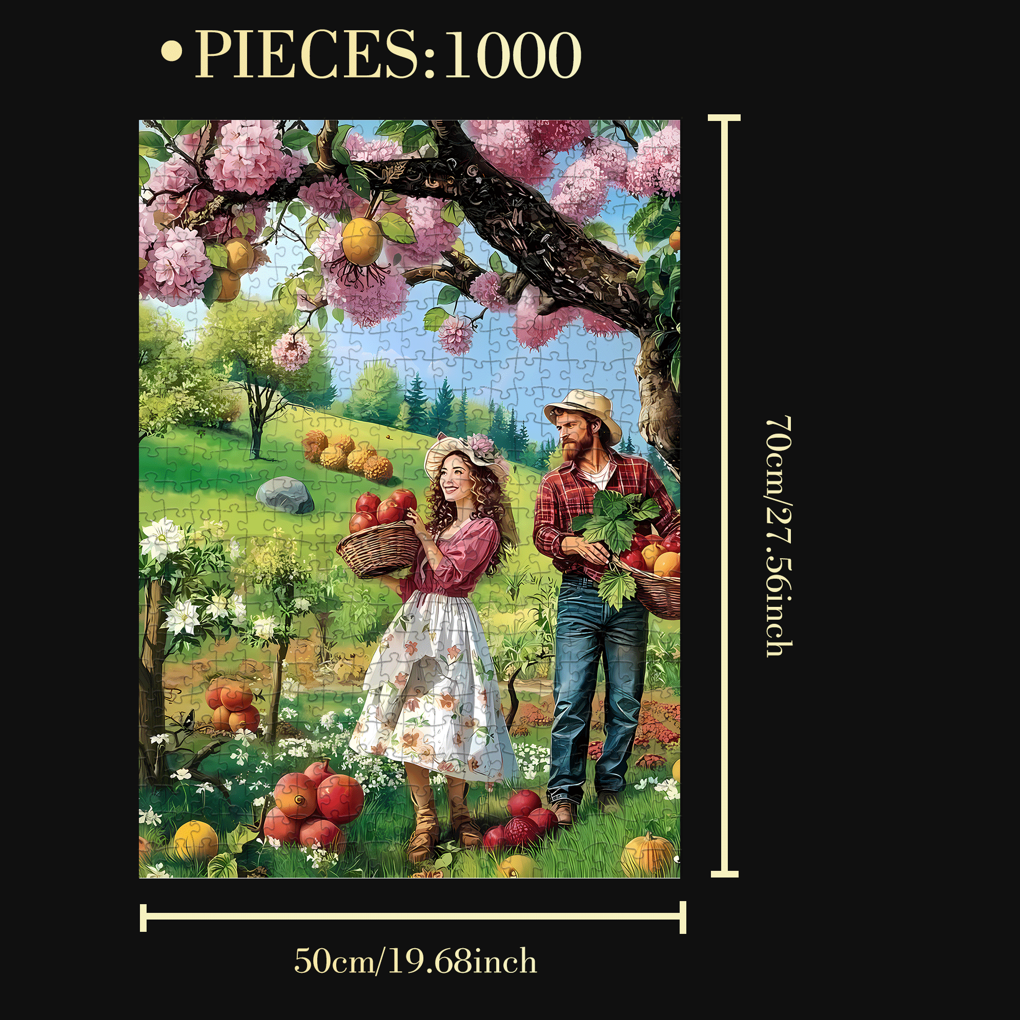 The Joy Of A Bountiful Harvest 500pcs/1000pcs Jigsaw Puzzle, Scratch-Resistant, Interactive Family Game & Brain-Boosting DIY Decor, Perfect for Halloween, Christmas & New Year Gifts, Family Puzzle Game