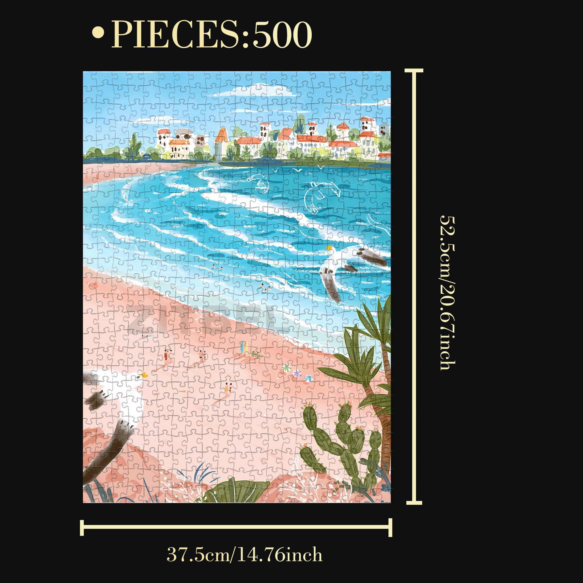 The Sea That Dreams 500pcs/1000pcs Jigsaw Puzzle, Scratch-Resistant, Interactive Family Game & Brain-Boosting DIY Decor, Perfect for Halloween, Christmas & New Year Gifts, Family Puzzle Game