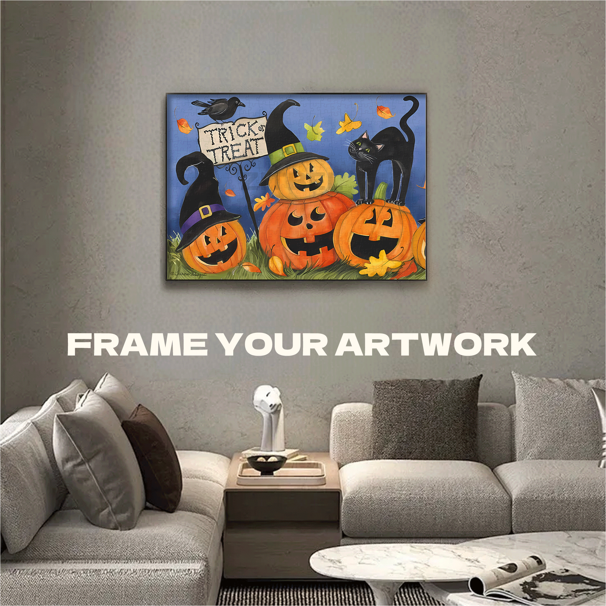 Black Cat's Halloween 500pcs/1000pcs Jigsaw Puzzle, Scratch-Resistant, Interactive Family Game & Brain-Boosting DIY Decor, Perfect for Halloween, Christmas & New Year Gifts, Family Puzzle Game
