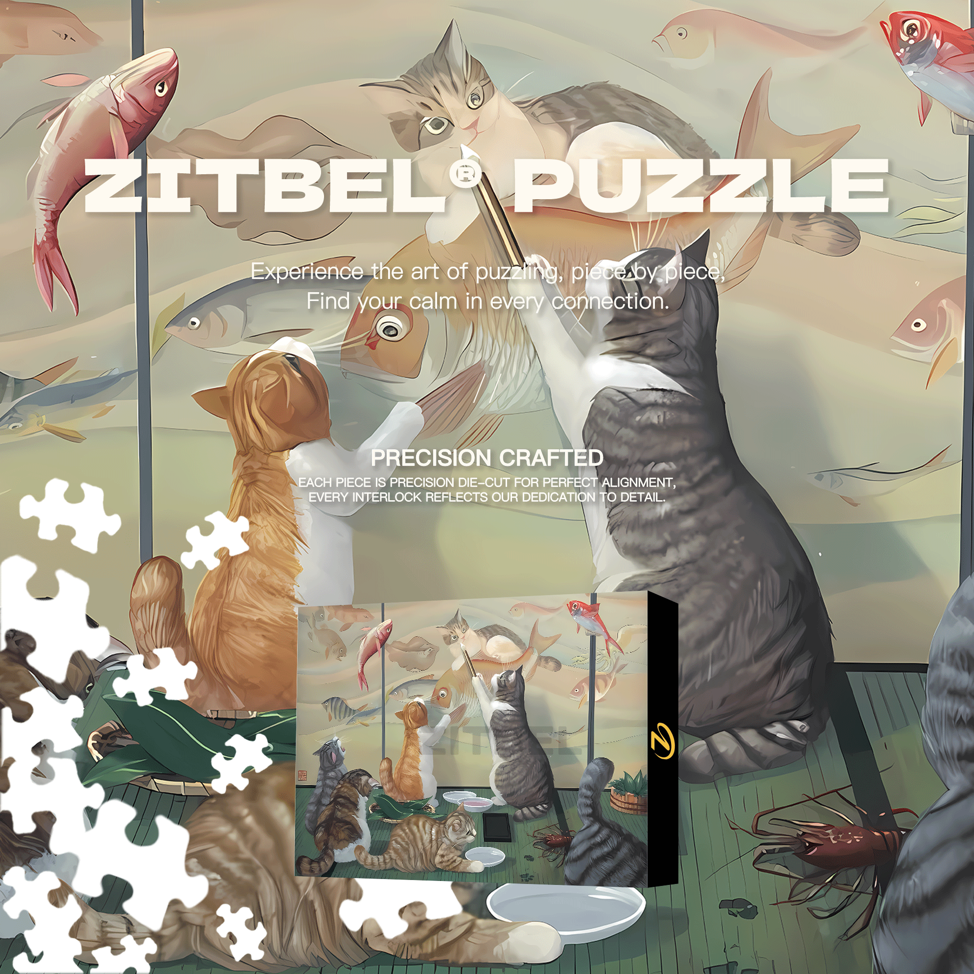 Cat Doodles 500pcs/1000pcs Jigsaw Puzzle, Scratch-Resistant, Interactive Family Game & Brain-Boosting DIY Decor, Perfect for Halloween, Christmas & New Year Gifts, Family Puzzle Game