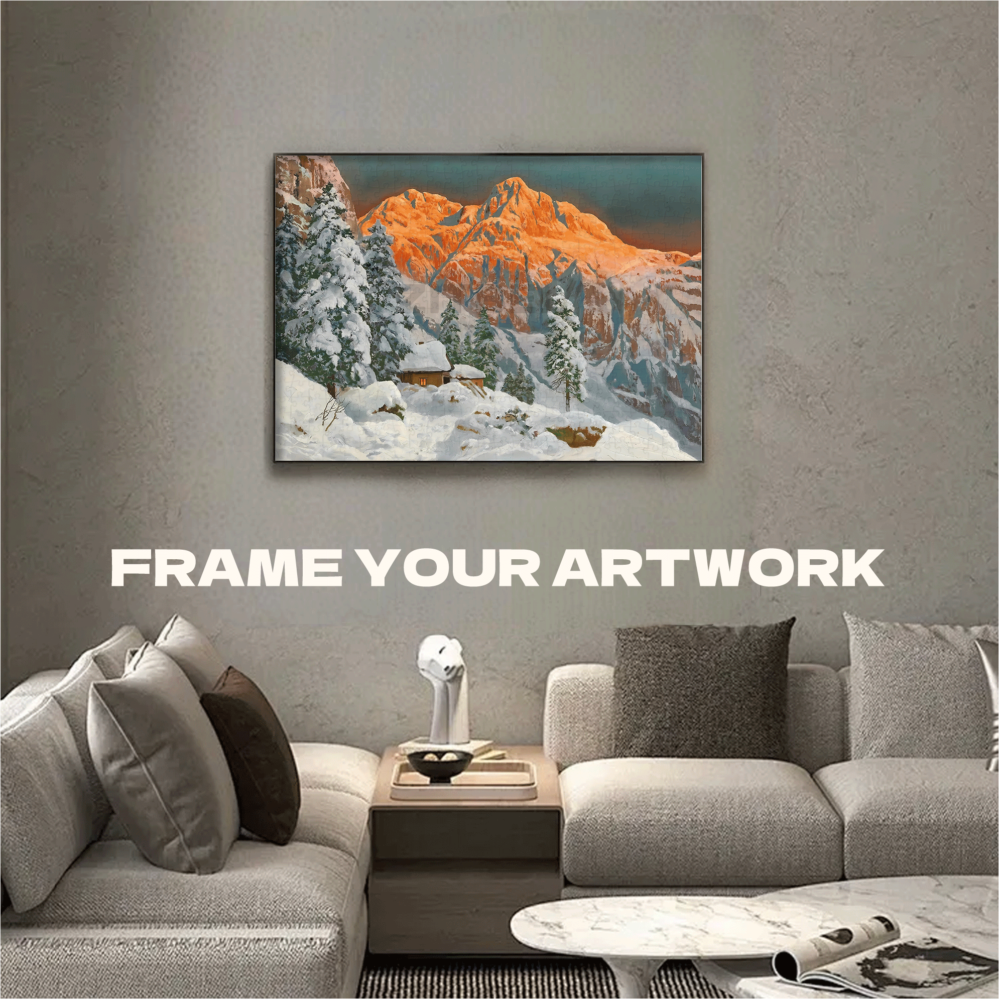 Golden Mountain Under The Sun 500pcs/1000pcs Jigsaw Puzzle, Scratch-Resistant, Interactive Family Game & Brain-Boosting DIY Decor, Perfect for Halloween, Christmas & New Year Gifts, Family Puzzle Game