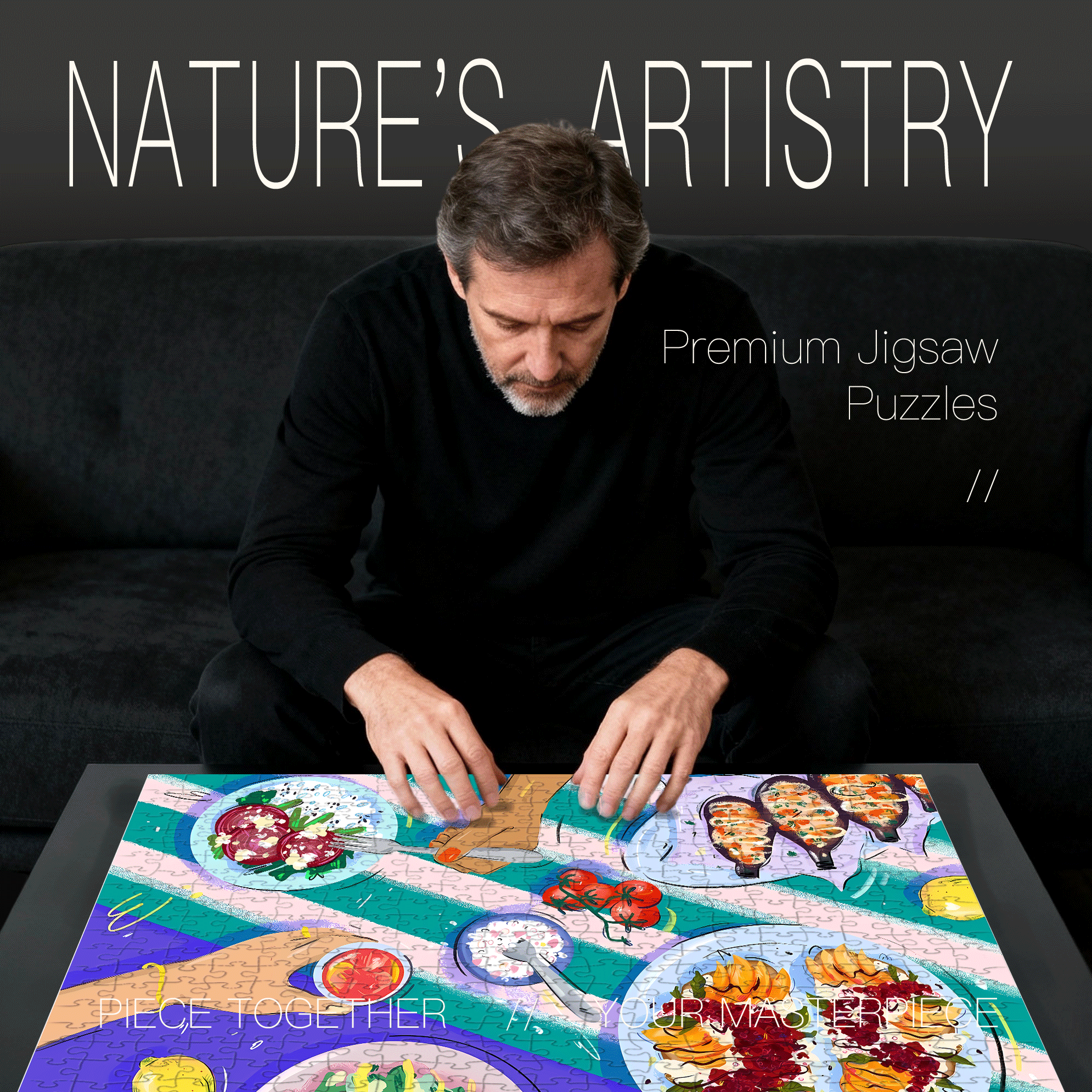 Infinite Passion 5 500pcs/1000pcs Jigsaw Puzzle, Scratch-Resistant, Interactive Family Game & Brain-Boosting DIY Decor, Perfect for Halloween, Christmas & New Year Gifts, Family Puzzle Game