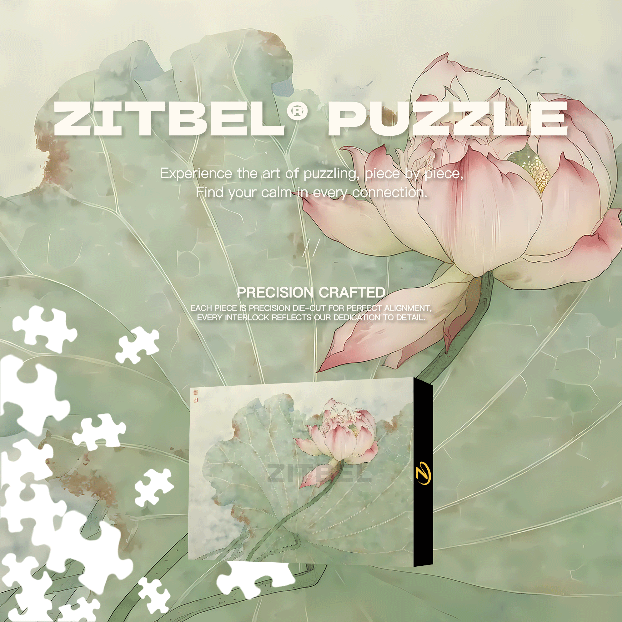 Lotus 2 500pcs/1000pcs Jigsaw Puzzle, Scratch-Resistant, Interactive Family Game & Brain-Boosting DIY Decor, Perfect for Halloween, Christmas & New Year Gifts, Family Puzzle Game