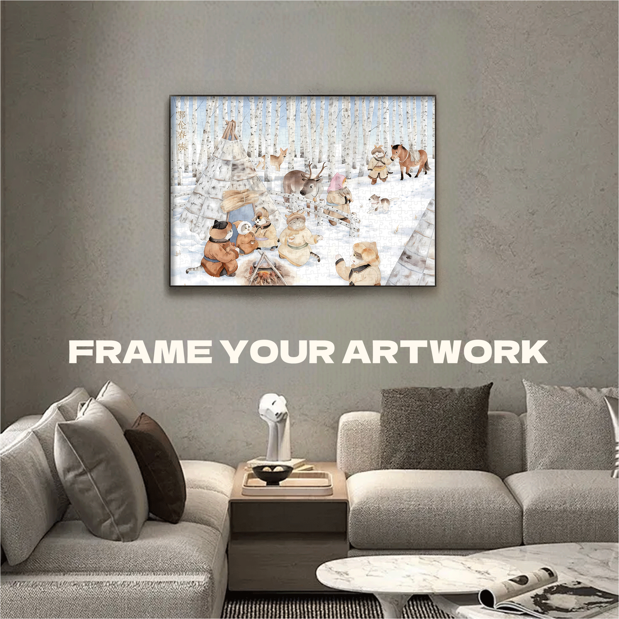 Oroqen People 500pcs/1000pcs Jigsaw Puzzle, Scratch-Resistant, Interactive Family Game & Brain-Boosting DIY Decor, Perfect for Halloween, Christmas & New Year Gifts, Family Puzzle Game