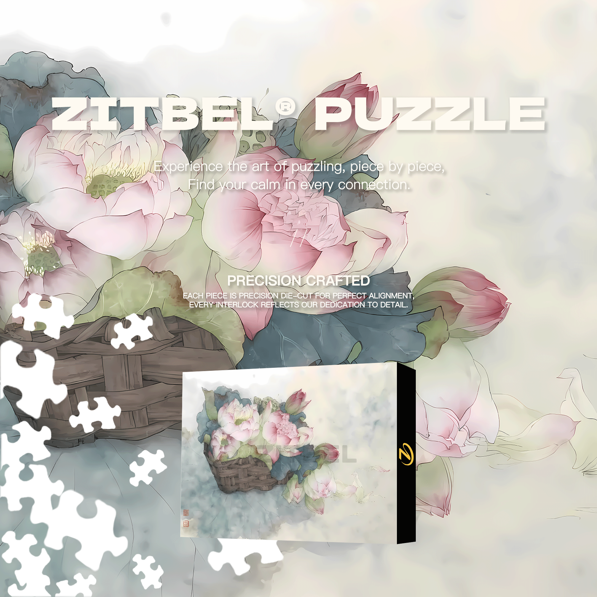 Picking Lotus 500pcs/1000pcs Jigsaw Puzzle, Scratch-Resistant, Interactive Family Game & Brain-Boosting DIY Decor, Perfect for Halloween, Christmas & New Year Gifts, Family Puzzle Game