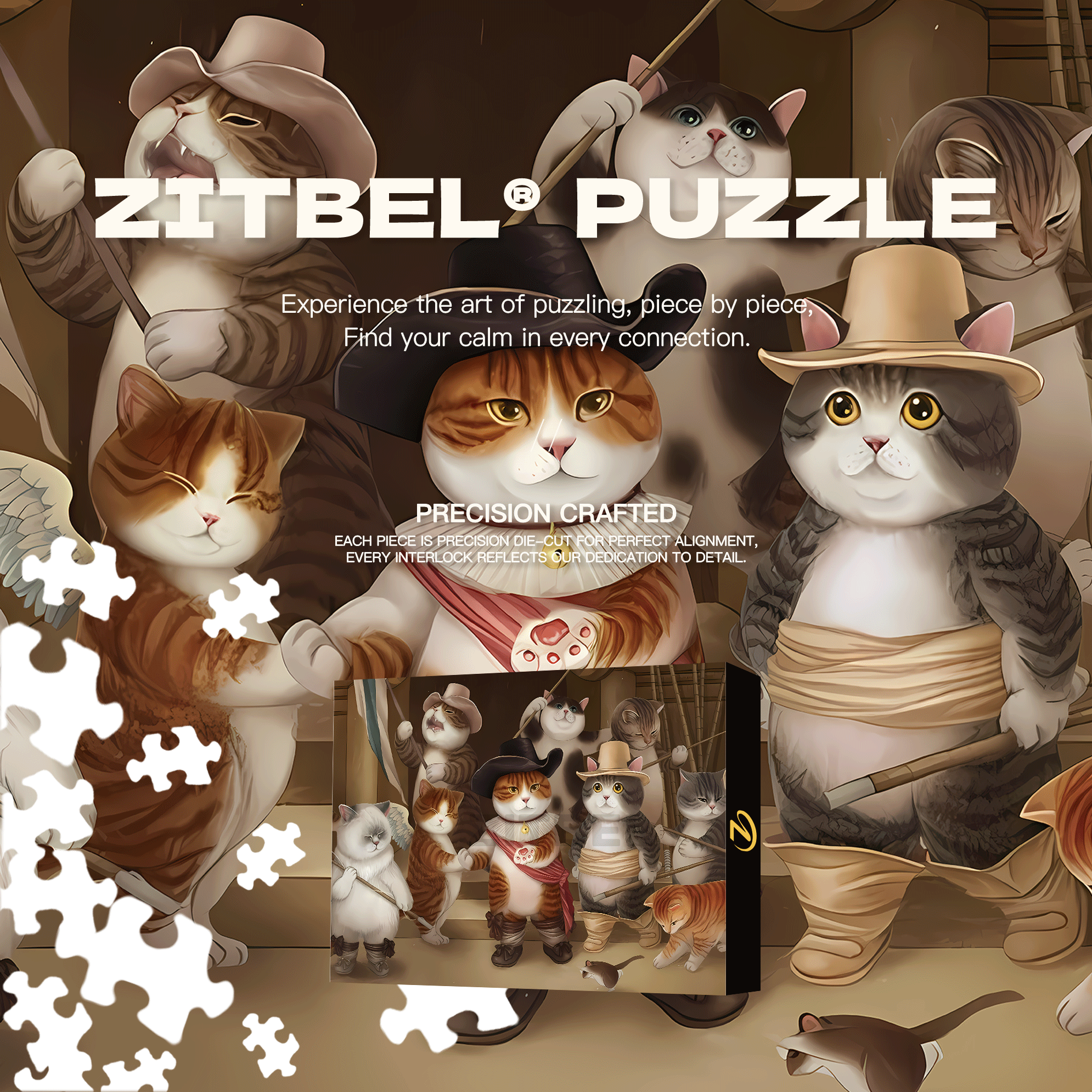 Puss in Boots 500pcs/1000pcs Jigsaw Puzzle, Scratch-Resistant, Interactive Family Game & Brain-Boosting DIY Decor, Perfect for Halloween, Christmas & New Year Gifts, Family Puzzle Game