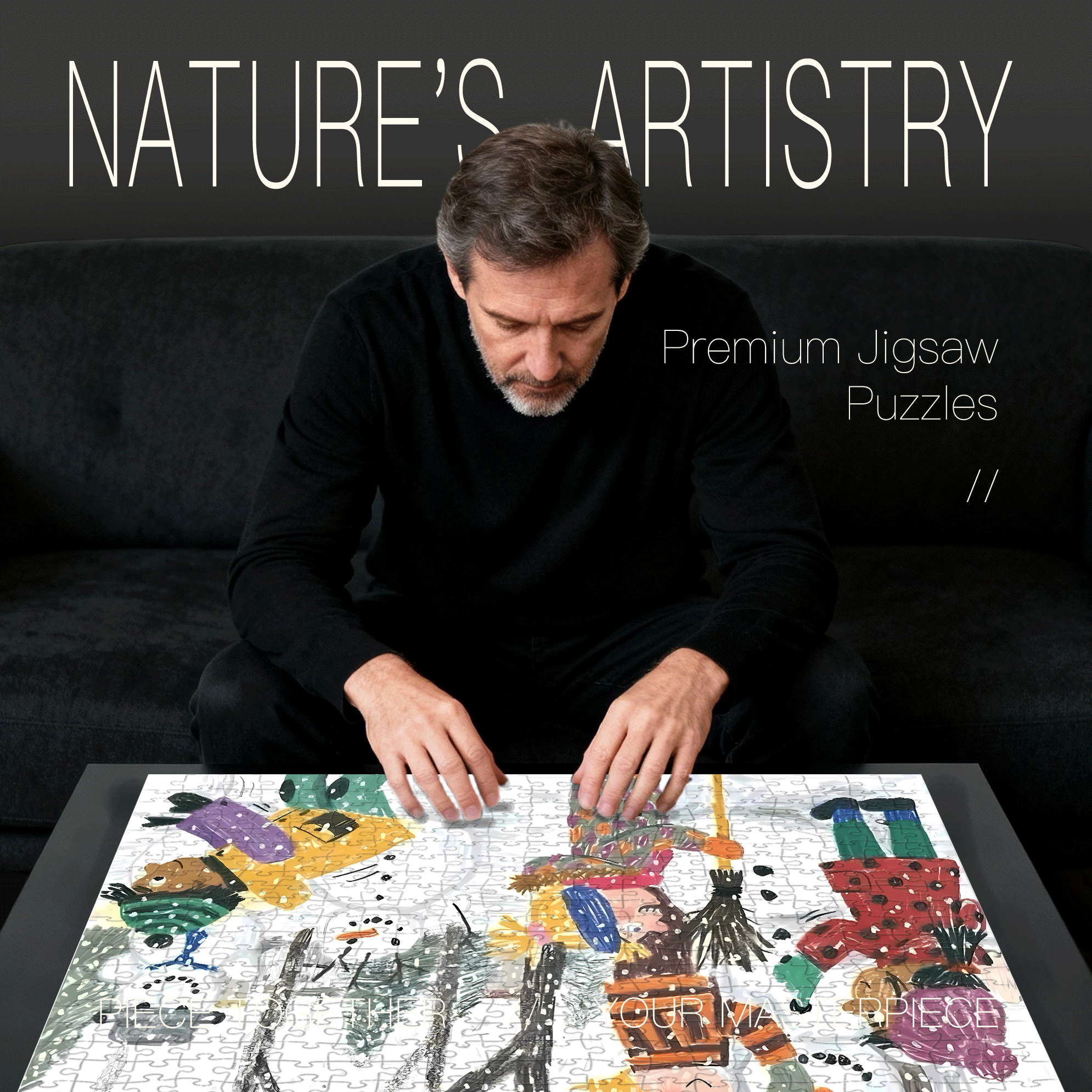 Sculptor In The Snow 500pcs/1000pcs Jigsaw Puzzle, Scratch-Resistant, Interactive Family Game & Brain-Boosting DIY Decor, Perfect for Halloween, Christmas & New Year Gifts, Family Puzzle Game