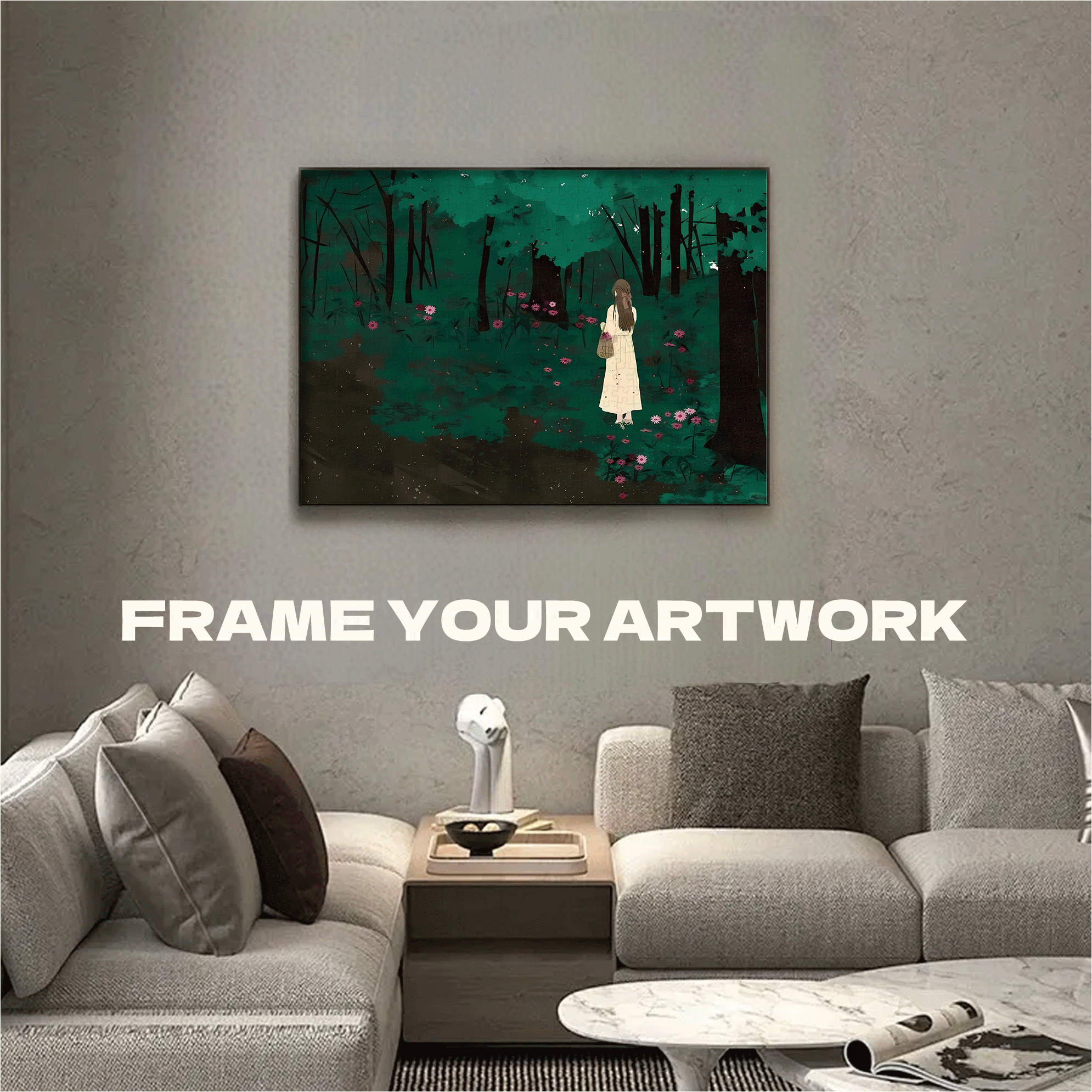 Strolling In The Forest 500pcs/1000pcs Jigsaw Puzzle, Scratch-Resistant, Interactive Family Game & Brain-Boosting DIY Decor, Perfect for Halloween, Christmas & New Year Gifts, Family Puzzle Game