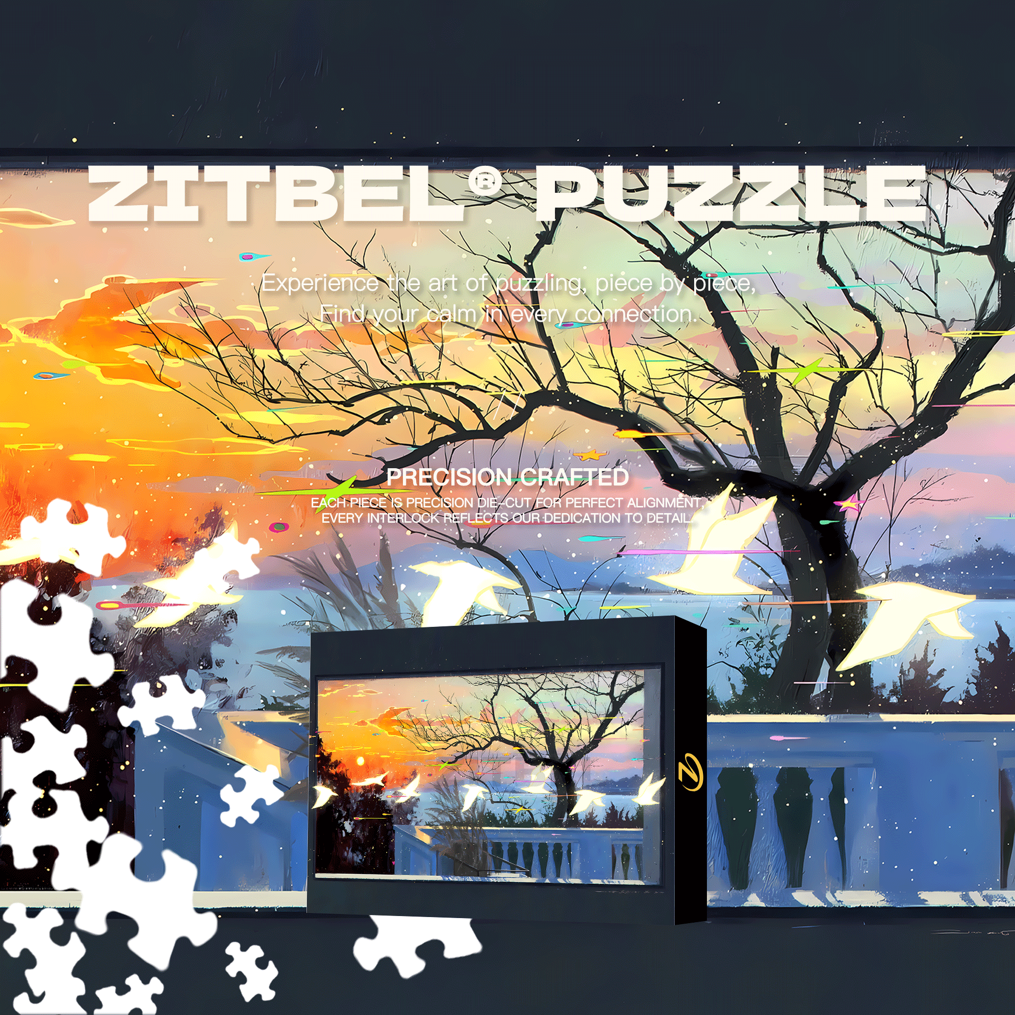 Sunsets Are All Gentle 500pcs/1000pcs Jigsaw Puzzle, Scratch-Resistant, Interactive Family Game & Brain-Boosting DIY Decor, Perfect for Halloween, Christmas & New Year Gifts, Family Puzzle Game