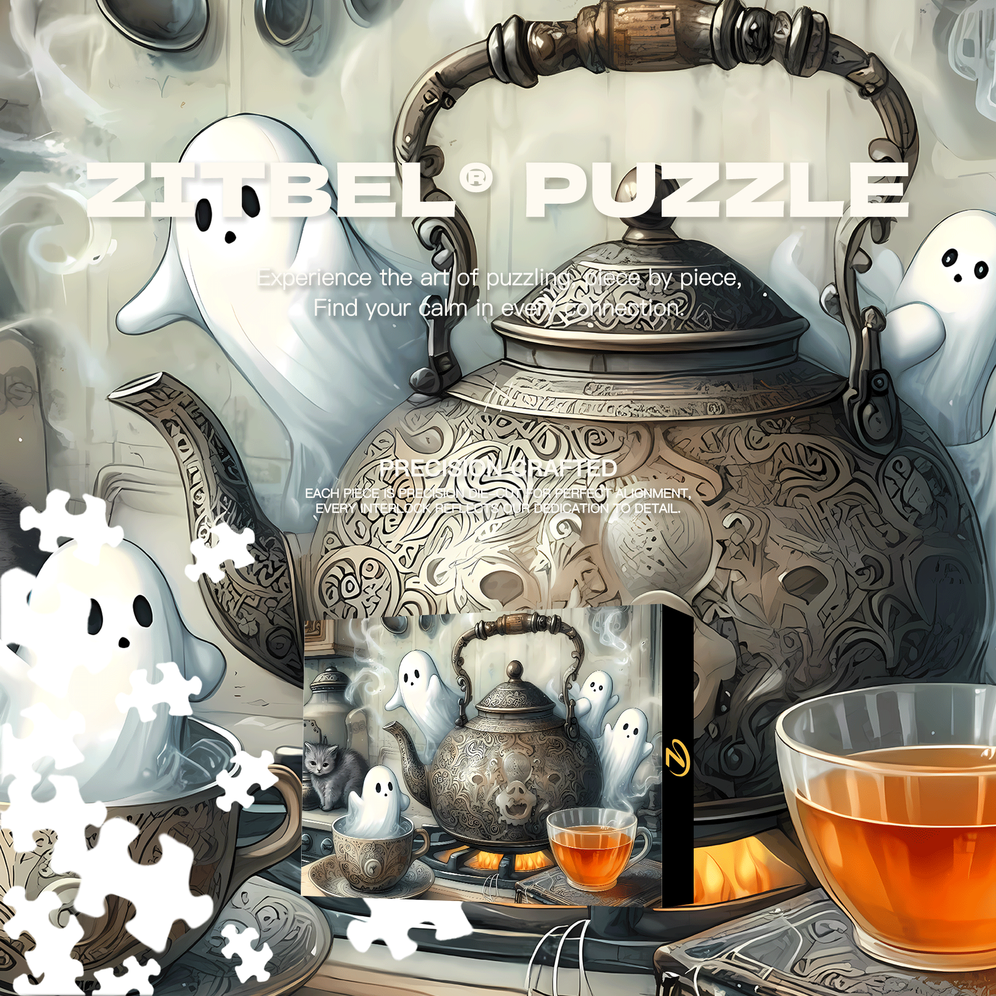 Whispering Smoke 2 500pcs/1000pcs Jigsaw Puzzle, Scratch-Resistant, Interactive Family Game & Brain-Boosting DIY Decor, Perfect for Halloween, Christmas & New Year Gifts, Family Puzzle Game