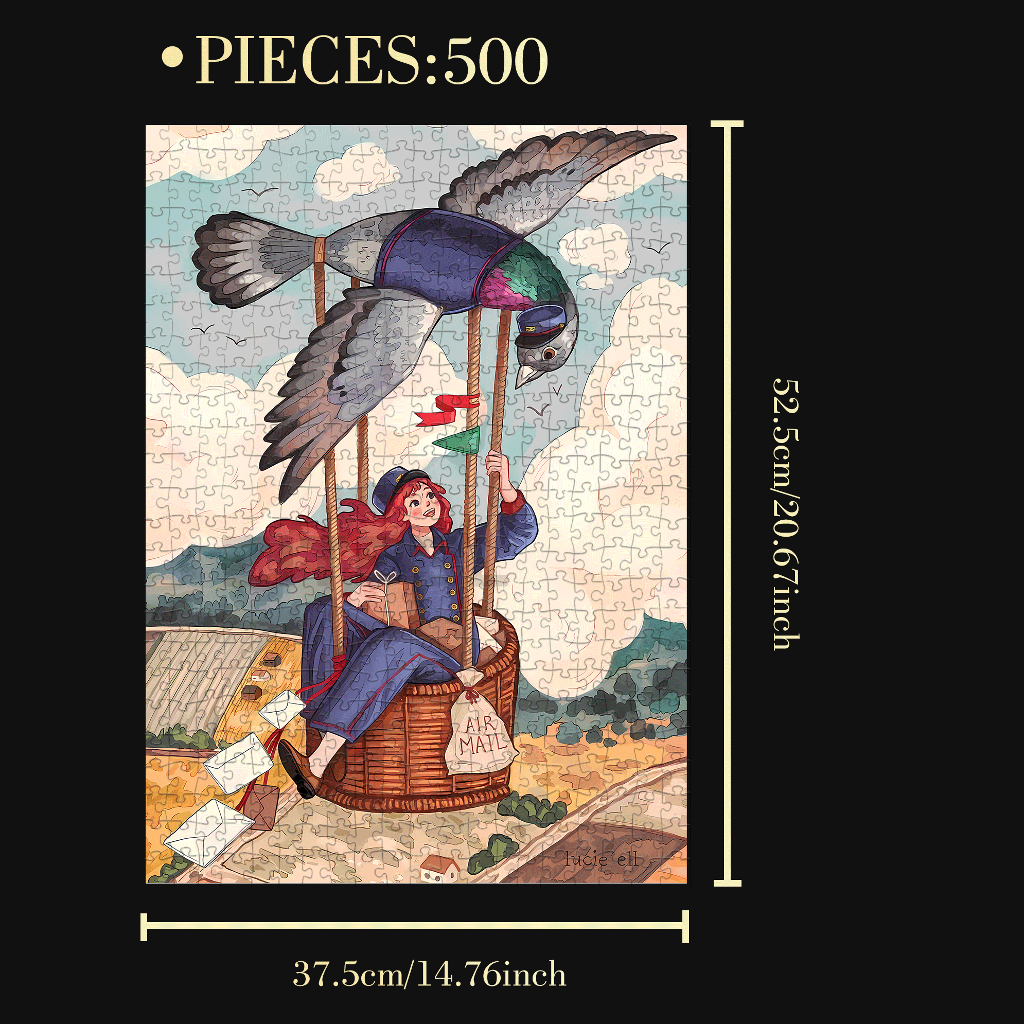 Air Mail 500pcs/1000pcs Jigsaw Puzzle, Scratch-Resistant, Interactive Family Game & Brain-Boosting DIY Decor, Perfect for Halloween, Christmas & New Year Gifts, Family Puzzle Game