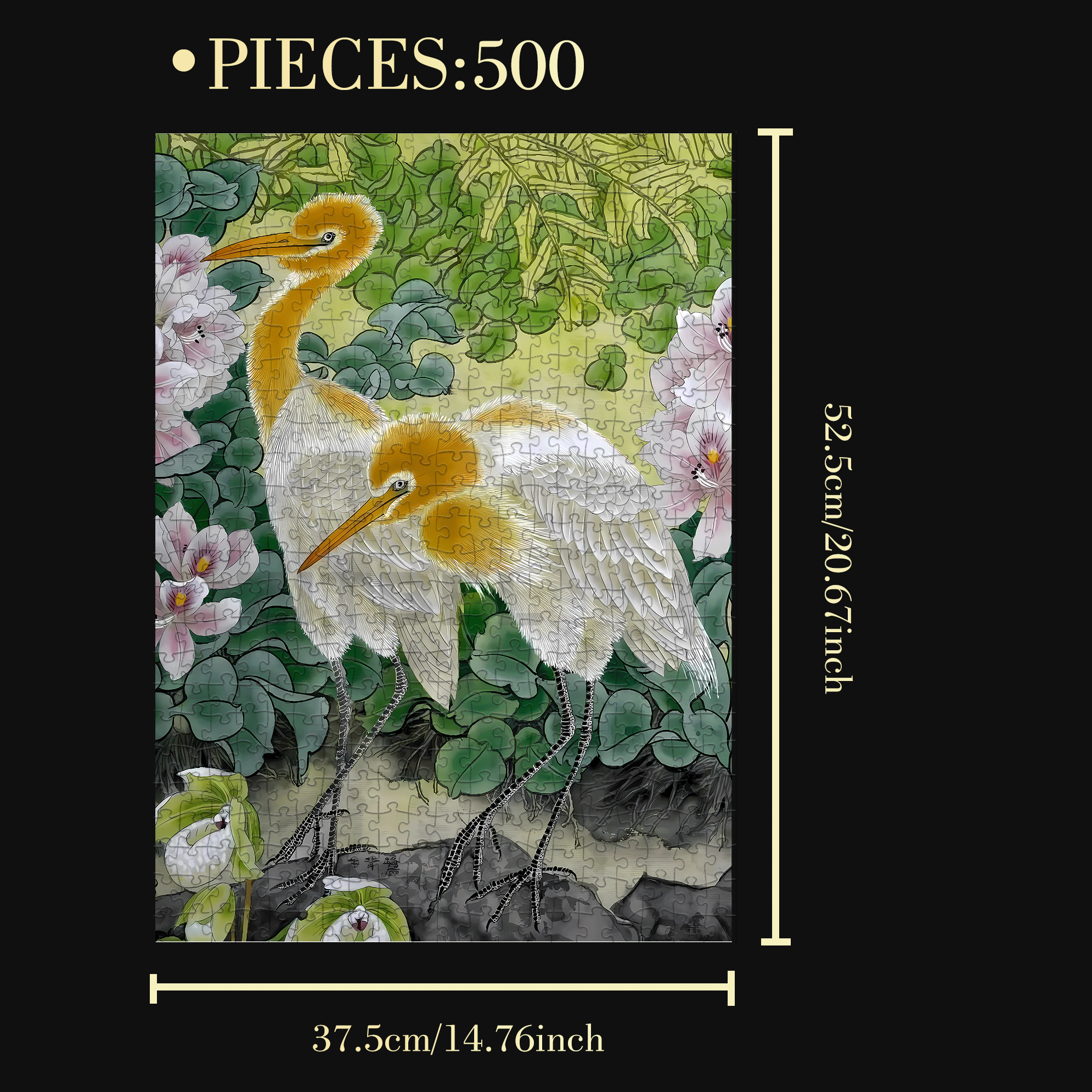 Cattle Egret 500pcs/1000pcs Jigsaw Puzzle, Scratch-Resistant, Interactive Family Game & Brain-Boosting DIY Decor, Perfect for Halloween, Christmas & New Year Gifts, Family Puzzle Game