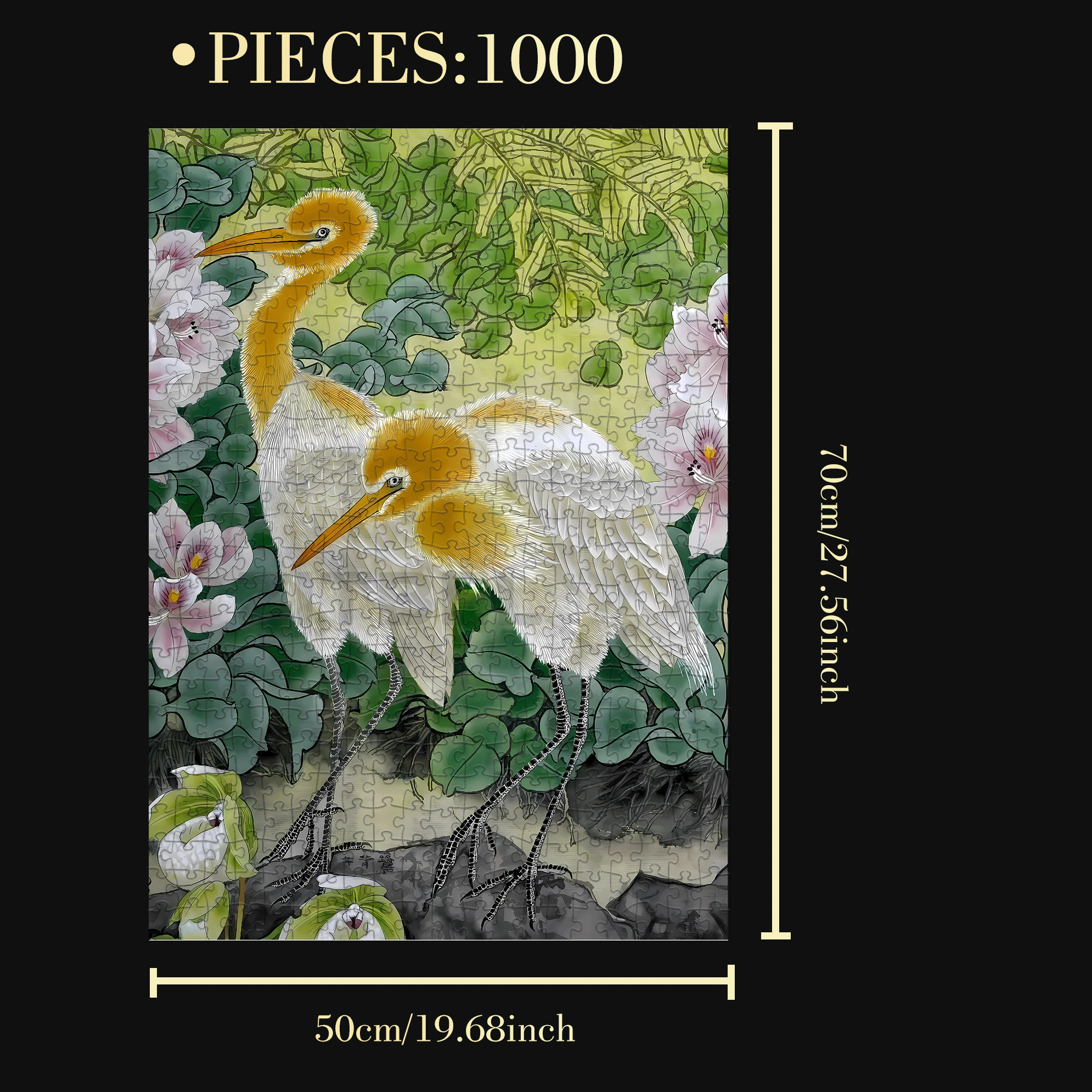 Cattle Egret 500pcs/1000pcs Jigsaw Puzzle, Scratch-Resistant, Interactive Family Game & Brain-Boosting DIY Decor, Perfect for Halloween, Christmas & New Year Gifts, Family Puzzle Game