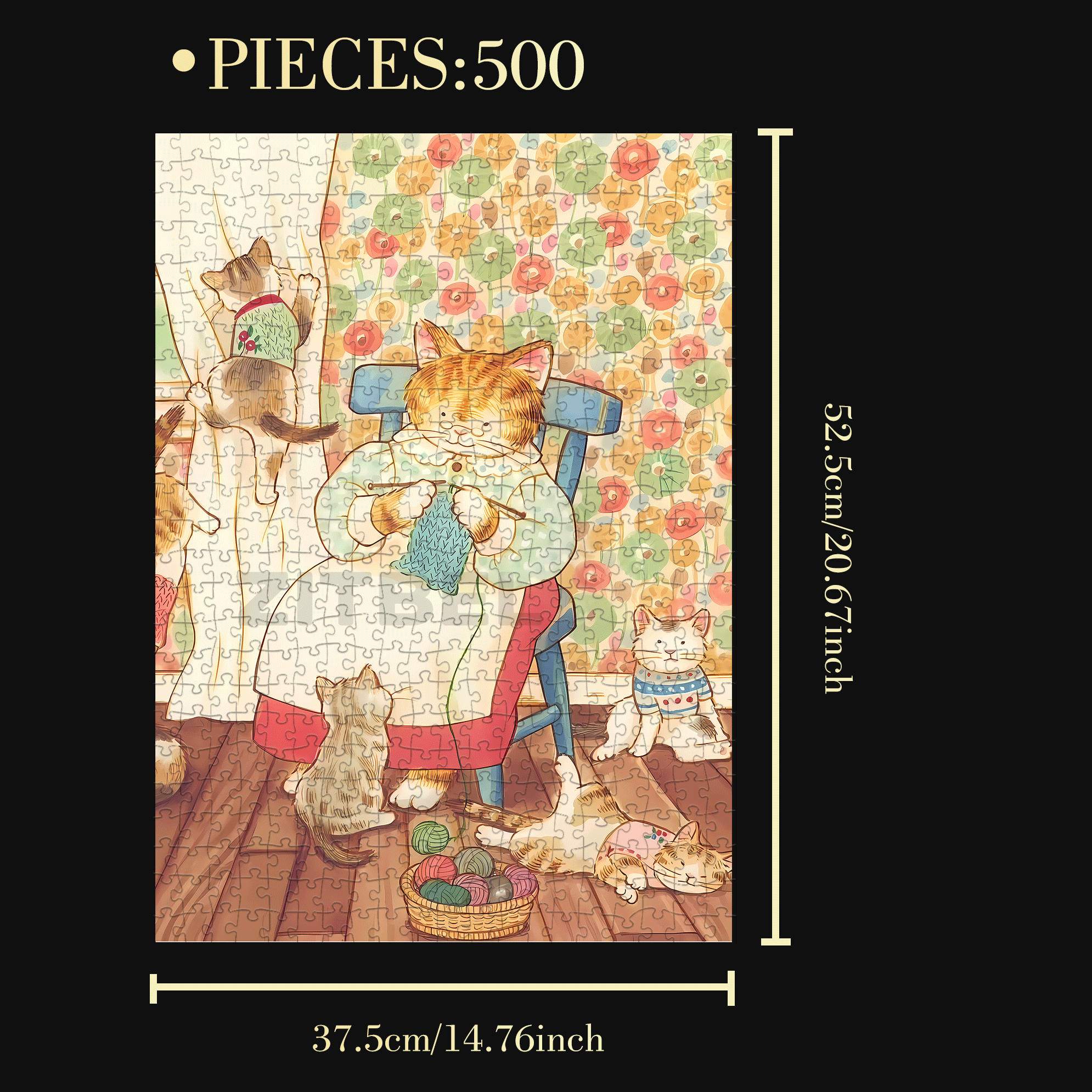 Grandma Cat 500pcs/1000pcs Jigsaw Puzzle, Scratch-Resistant, Interactive Family Game & Brain-Boosting DIY Decor, Perfect for Halloween, Christmas & New Year Gifts, Family Puzzle Game
