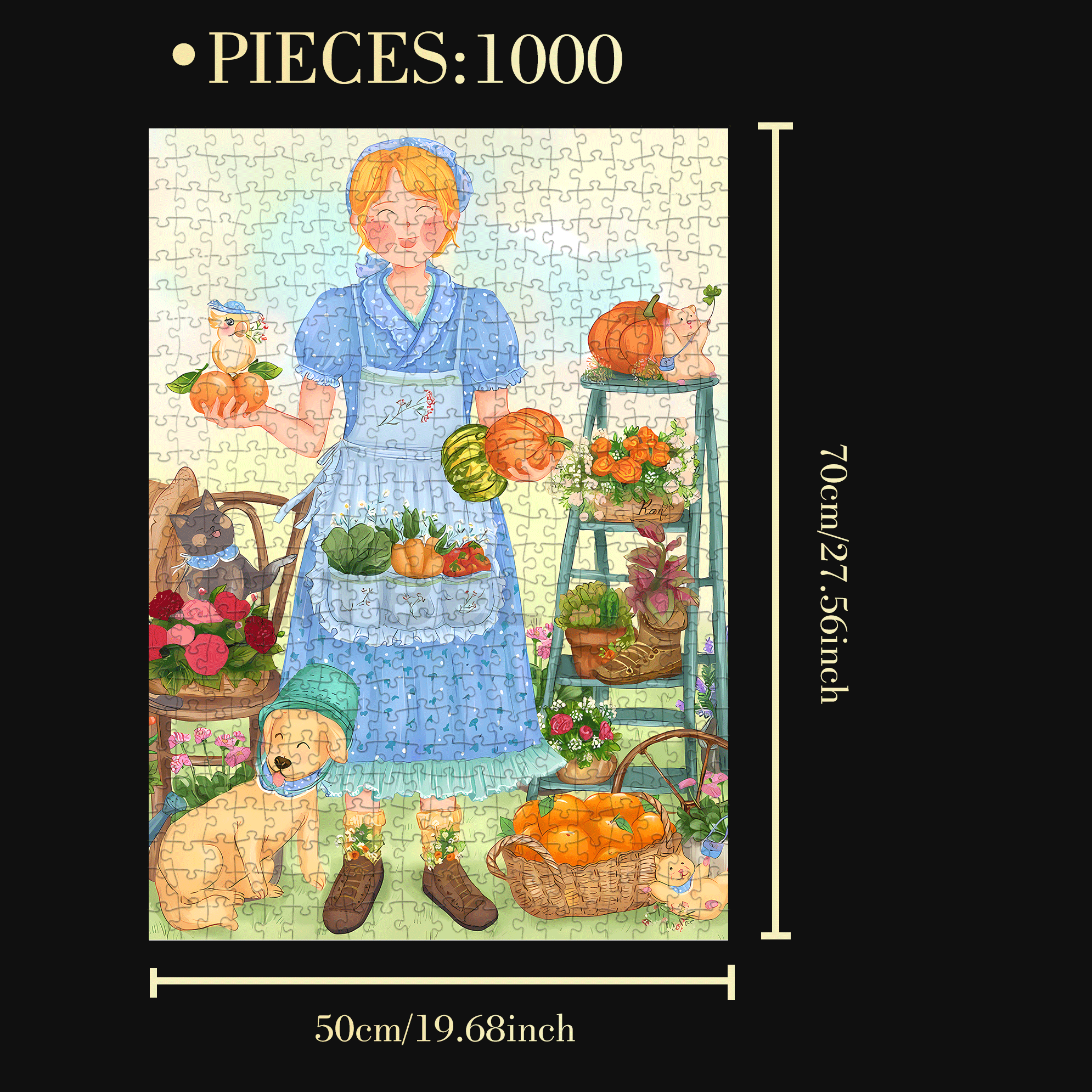 Mabel's Garden 500pcs/1000pcs Jigsaw Puzzle, Scratch-Resistant, Interactive Family Game & Brain-Boosting DIY Decor, Perfect for Halloween, Christmas & New Year Gifts, Family Puzzle Game