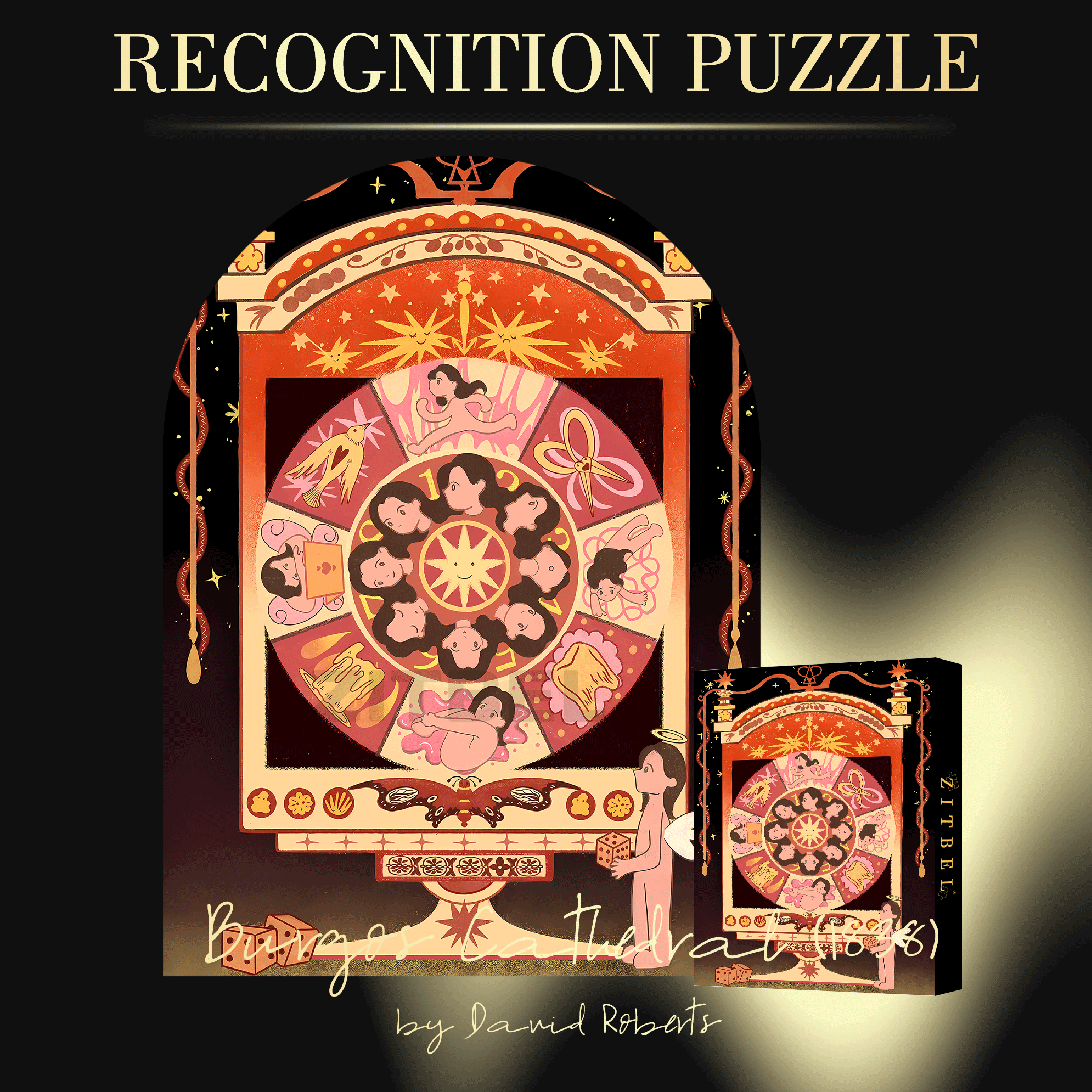 Symmetrical Aesthetics 500pcs/1000pcs Jigsaw Puzzle, Scratch-Resistant, Interactive Family Game & Brain-Boosting DIY Decor, Perfect for Halloween, Christmas & New Year Gifts, Family Puzzle Game