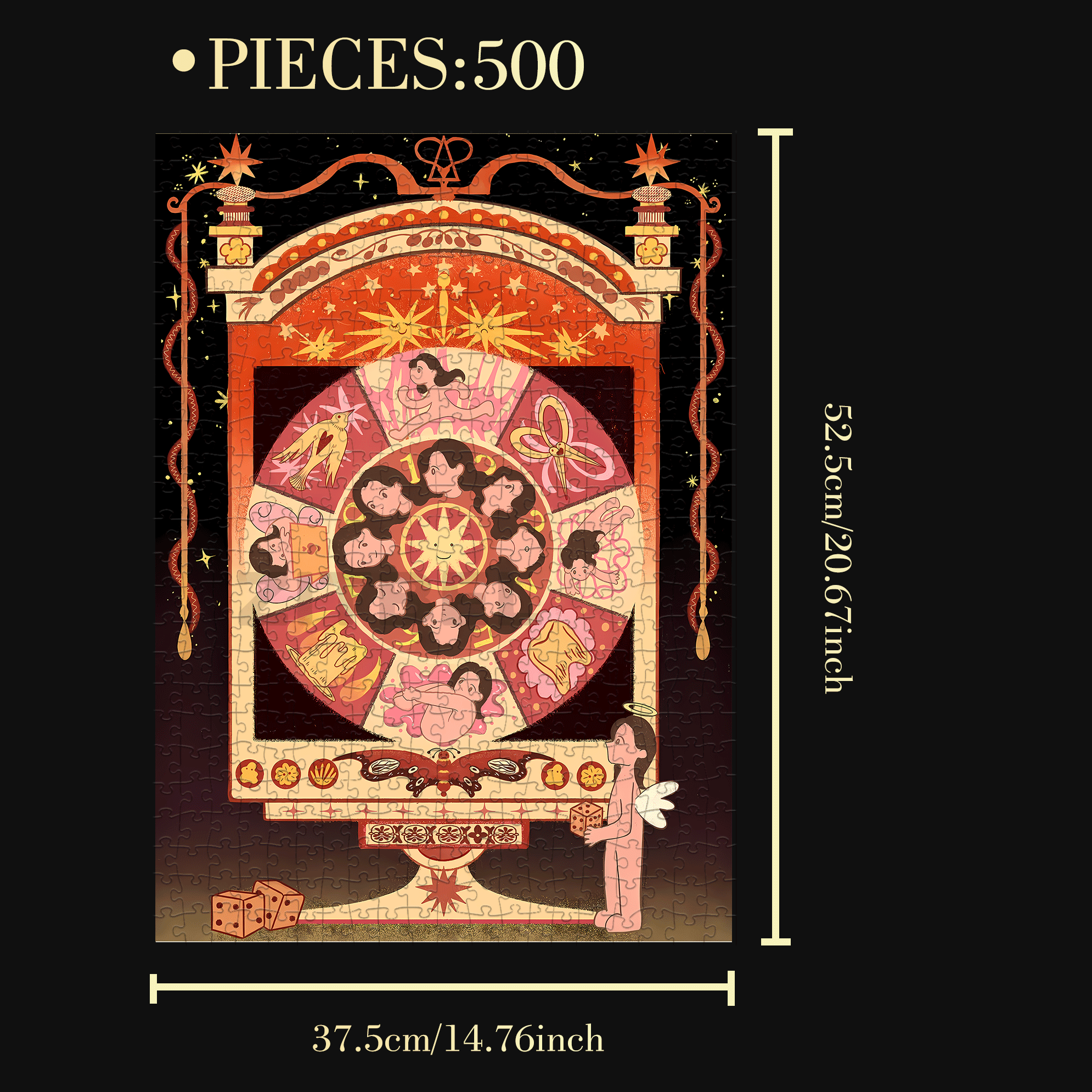 Symmetrical Aesthetics 500pcs/1000pcs Jigsaw Puzzle, Scratch-Resistant, Interactive Family Game & Brain-Boosting DIY Decor, Perfect for Halloween, Christmas & New Year Gifts, Family Puzzle Game