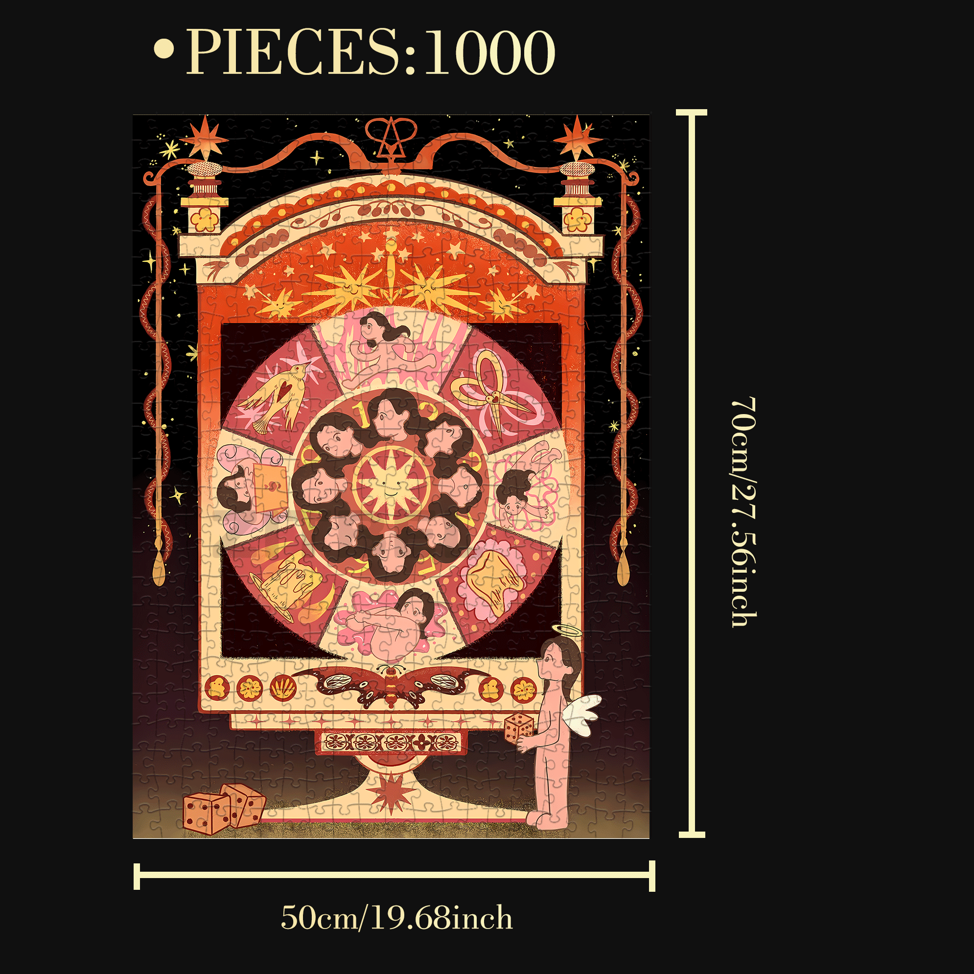 Symmetrical Aesthetics 500pcs/1000pcs Jigsaw Puzzle, Scratch-Resistant, Interactive Family Game & Brain-Boosting DIY Decor, Perfect for Halloween, Christmas & New Year Gifts, Family Puzzle Game